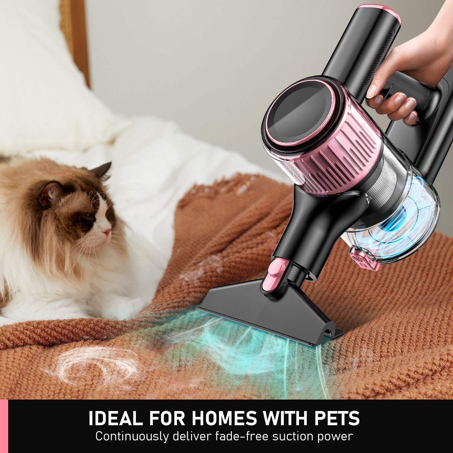 Cordless Vacuum Cleaner, 8 in 1 Powerful Suction Lightweight Vacuum Cleaner for Home, 55Kpa Powerful Suction,LED Display, 3 Suction Modes, 45Mins Detachable Battery Vacuum for Hard Floor Carpet Pet Hair