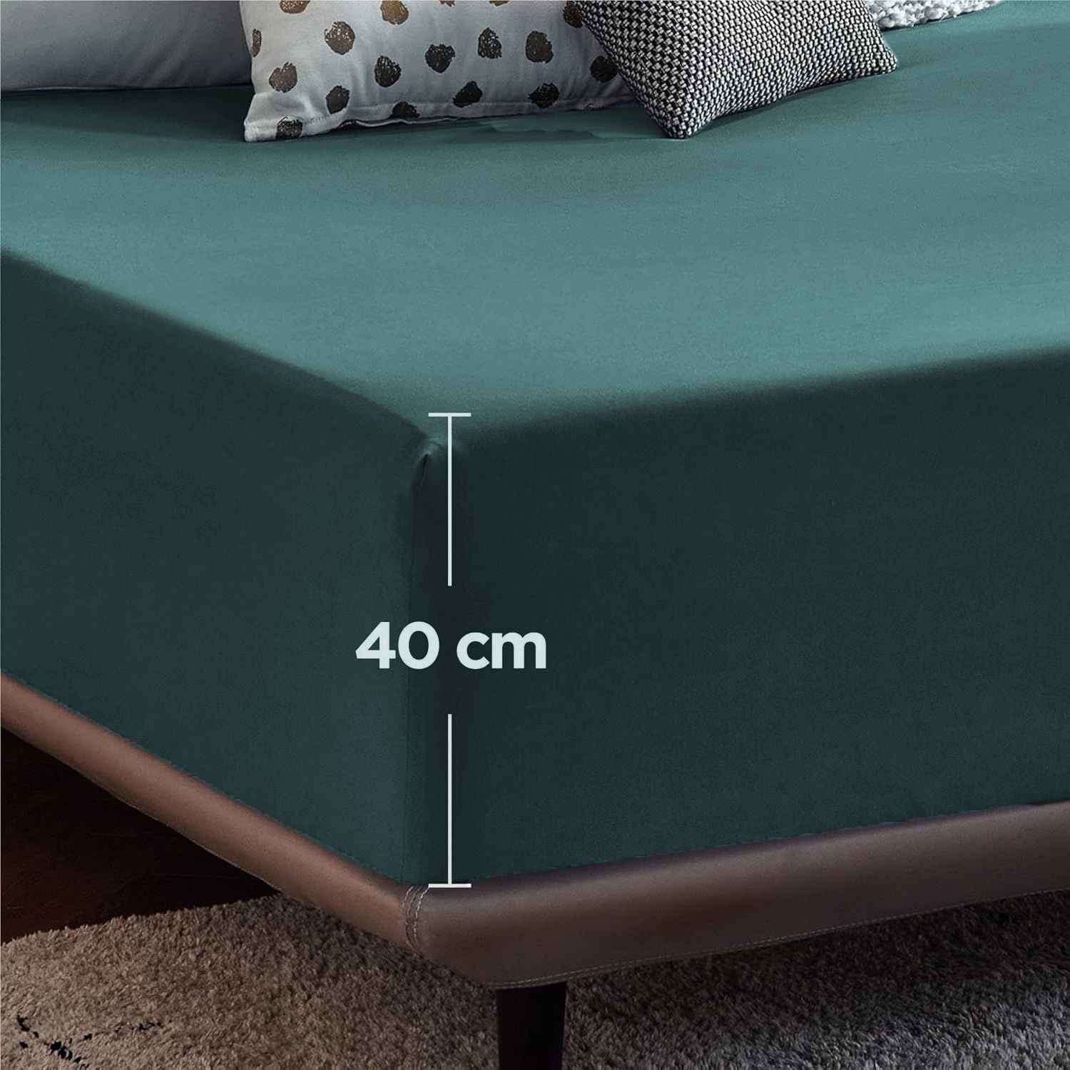 2000TC Hotel Quality Fitted Sheets - 2 Piece Fitted Sheets -Breathable Bedding - Wrinkle, Fade, Stain Resistant- 16inch/40cm Deep Pocket Fitted Bed Sheets-Wrinkle and Fade Resistant,(Biscay blue,Double)