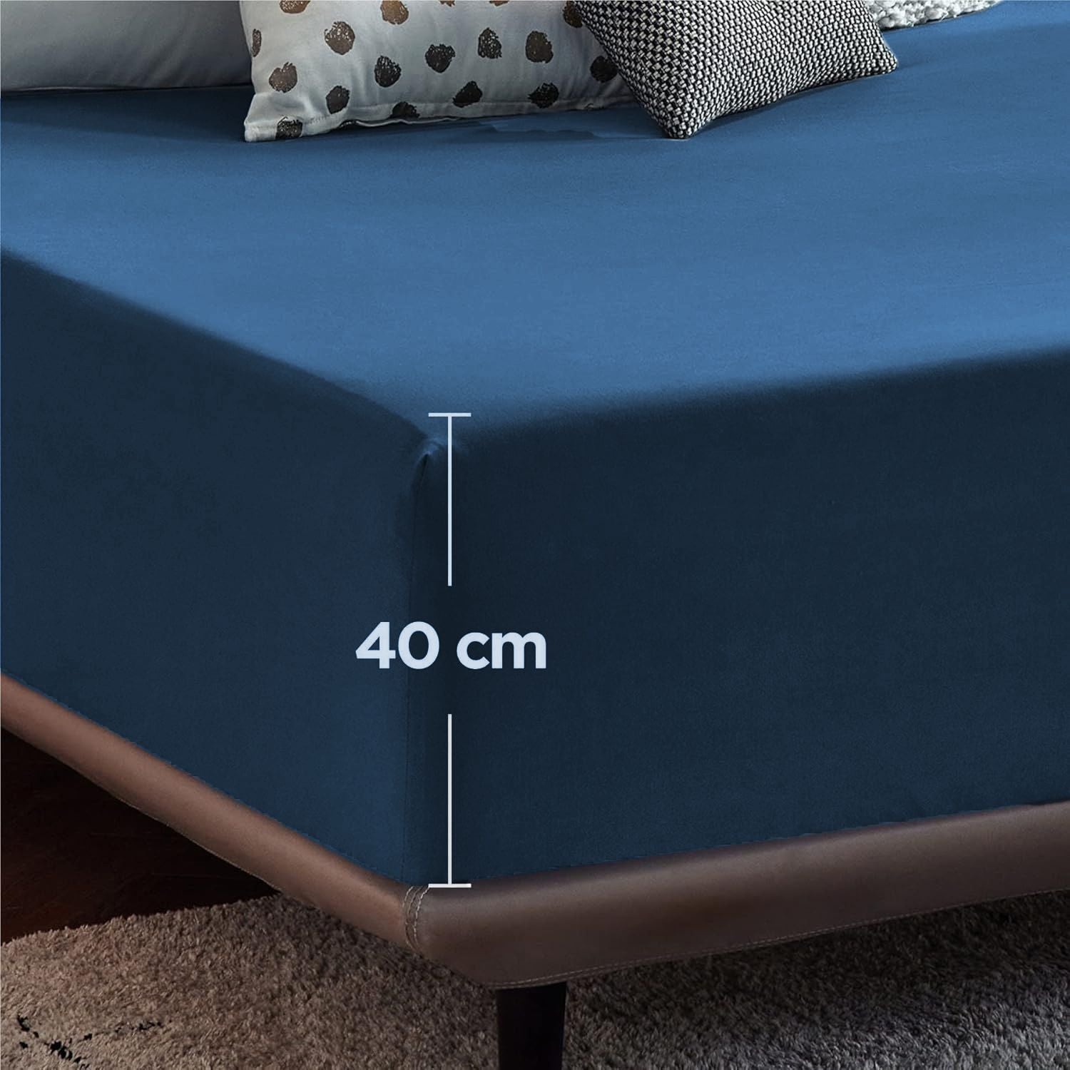2000TC Hotel Quality Fitted Sheets - 2 Piece Fitted Sheets -Breathable Bedding - Wrinkle, Fade, Stain Resistant- 16inch/40cm Deep Pocket Fitted Bed Sheets-Wrinkle and Fade Resistant,(Royal blue,King)