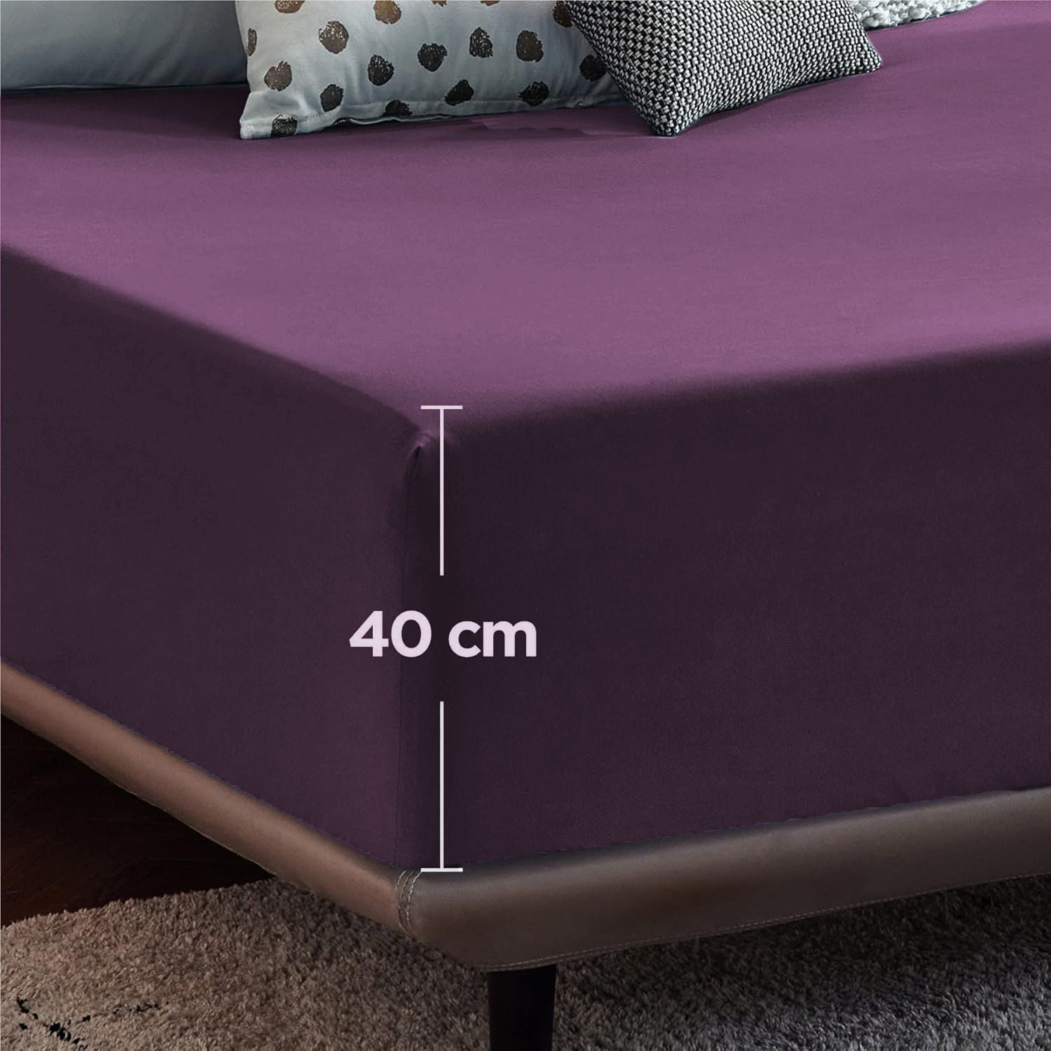 2000TC Hotel Quality Fitted Sheets - 2 Piece Fitted Sheets -Breathable Bedding - Wrinkle, Fade, Stain Resistant- 16inch/40cm Deep Pocket Fitted Bed Sheets-Wrinkle and Fade Resistant,(Purple,King)