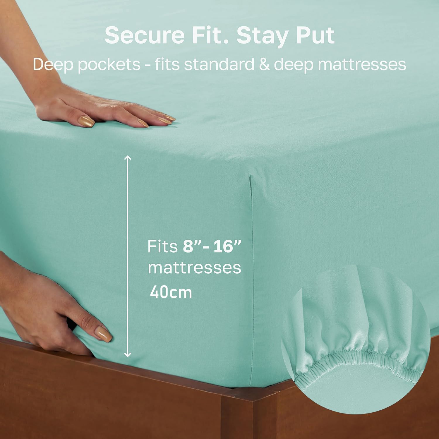 Hotel Quality Fitted sheets - 2 Piece Fitted sheets -Breathable Bedding - Wrinkle, Fade, Stain Resistant- 26inch/40cm Deep Pocket Fitted Bed Sheet-Wrinkle and Fade Resistant,(Ice blue,Double)