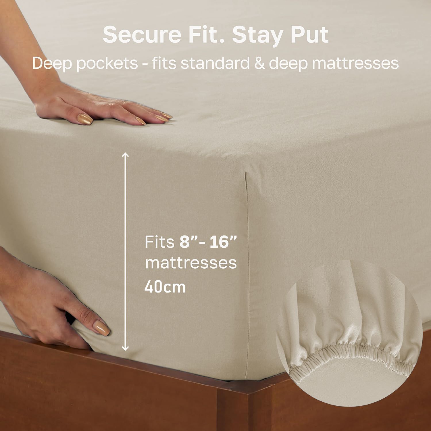 Hotel Quality Fitted sheets - 2 Piece Fitted sheets -Breathable Bedding - Wrinkle, Fade, Stain Resistant- 26inch/40cm Deep Pocket Fitted Bed Sheet-Wrinkle and Fade Resistant,(Cream White,Double)