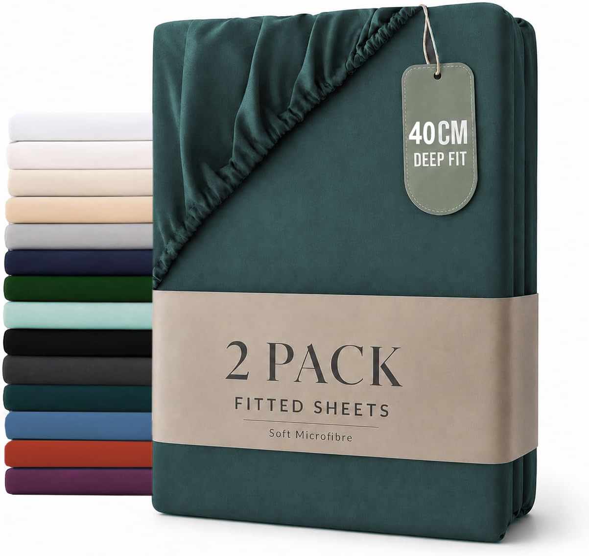 Hotel Quality Fitted sheets - 2 Piece Fitted sheets -Breathable Bedding - Wrinkle, Fade, Stain Resistant- 26inch/40cm Deep Pocket Fitted Bed Sheet-Wrinkle and Fade Resistant,(Biscay blue,Double)