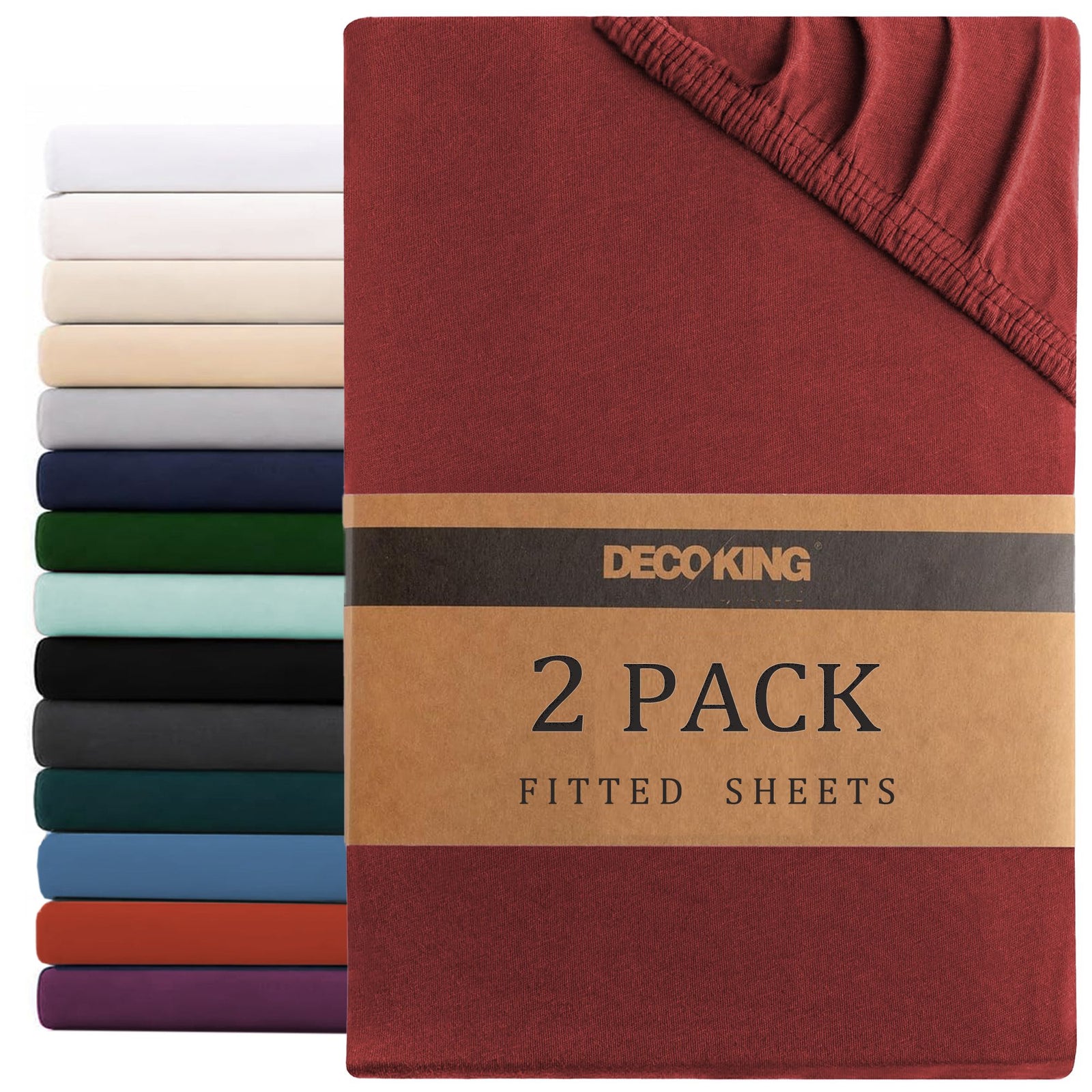 Hotel Quality Fitted sheets - 2 Piece Fitted sheets -Breathable Bedding - Wrinkle, Fade, Stain Resistant- 26inch/40cm Deep Pocket Fitted Bed Sheet-Wrinkle and Fade Resistant,(Red,King)
