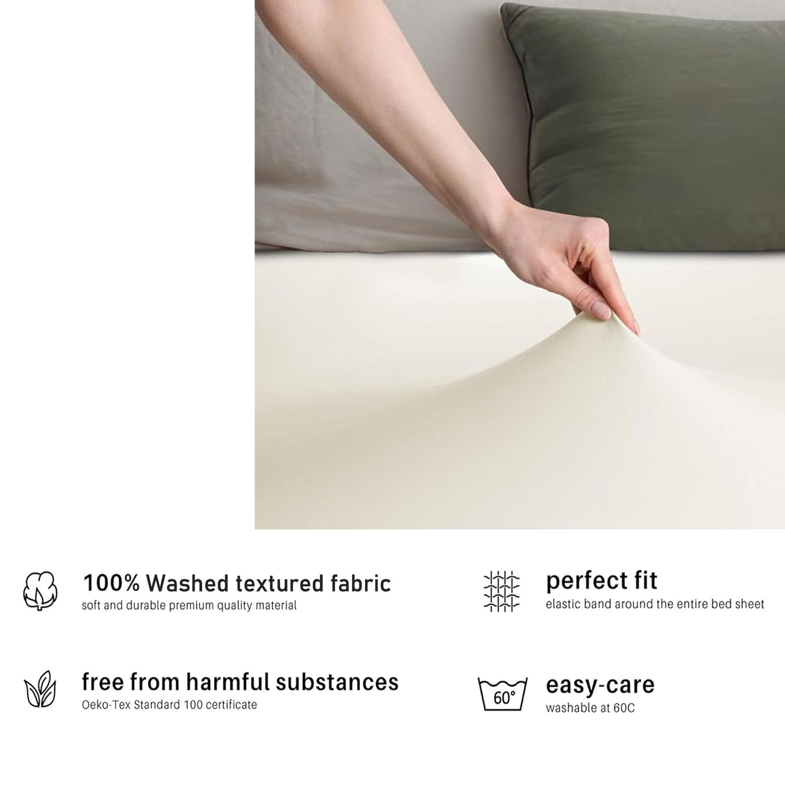 Hotel Quality Fitted sheets - 2 Piece Fitted sheets -Breathable Bedding - Wrinkle, Fade, Stain Resistant- 26inch/40cm Deep Pocket Fitted Bed Sheet-Wrinkle and Fade Resistant,(Cream White,King Single)