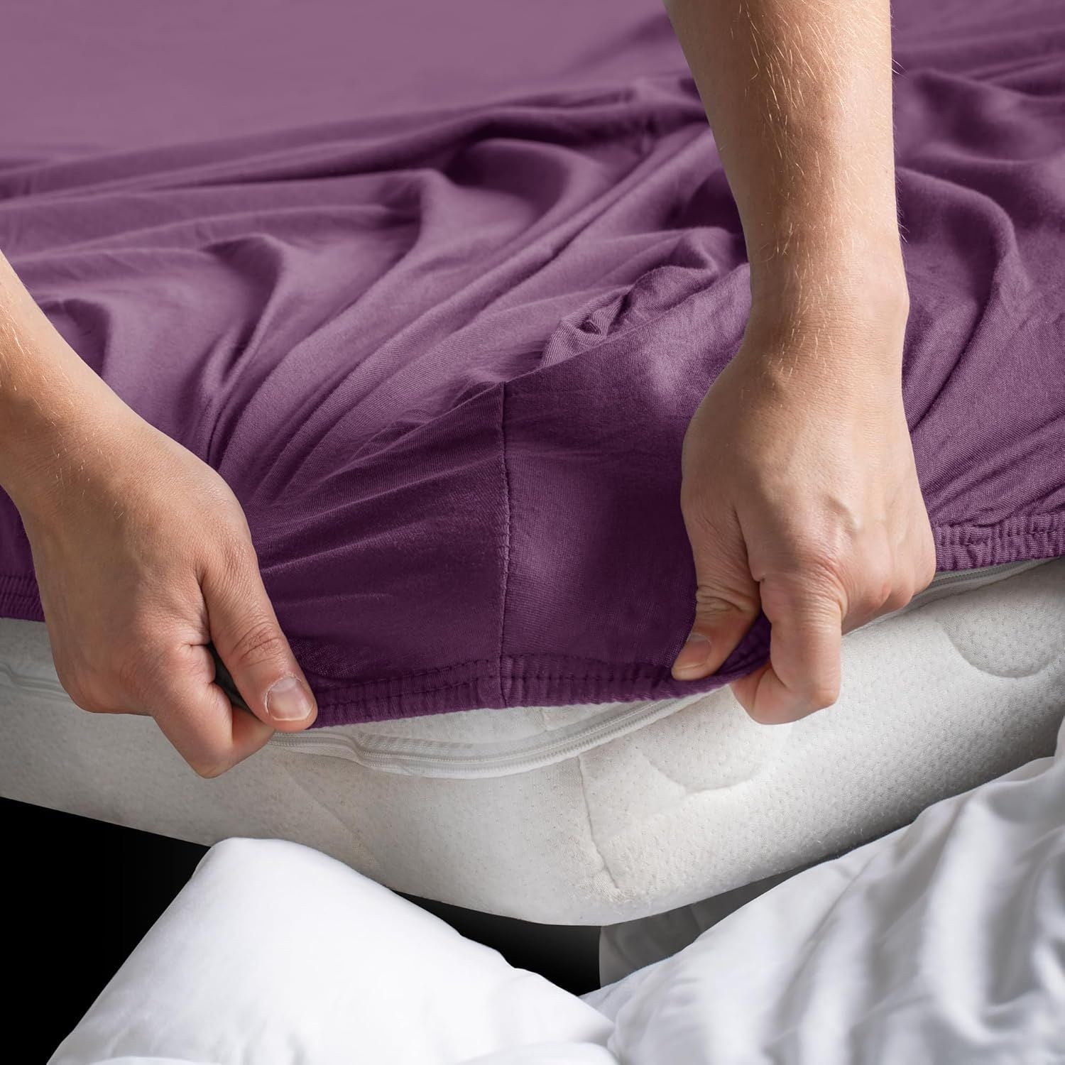 Hotel Quality Fitted sheets - 2 Piece Fitted sheets -Breathable Bedding - Wrinkle, Fade, Stain Resistant- 26inch/40cm Deep Pocket Fitted Bed Sheet-Wrinkle and Fade Resistant,(Purple,King Single)