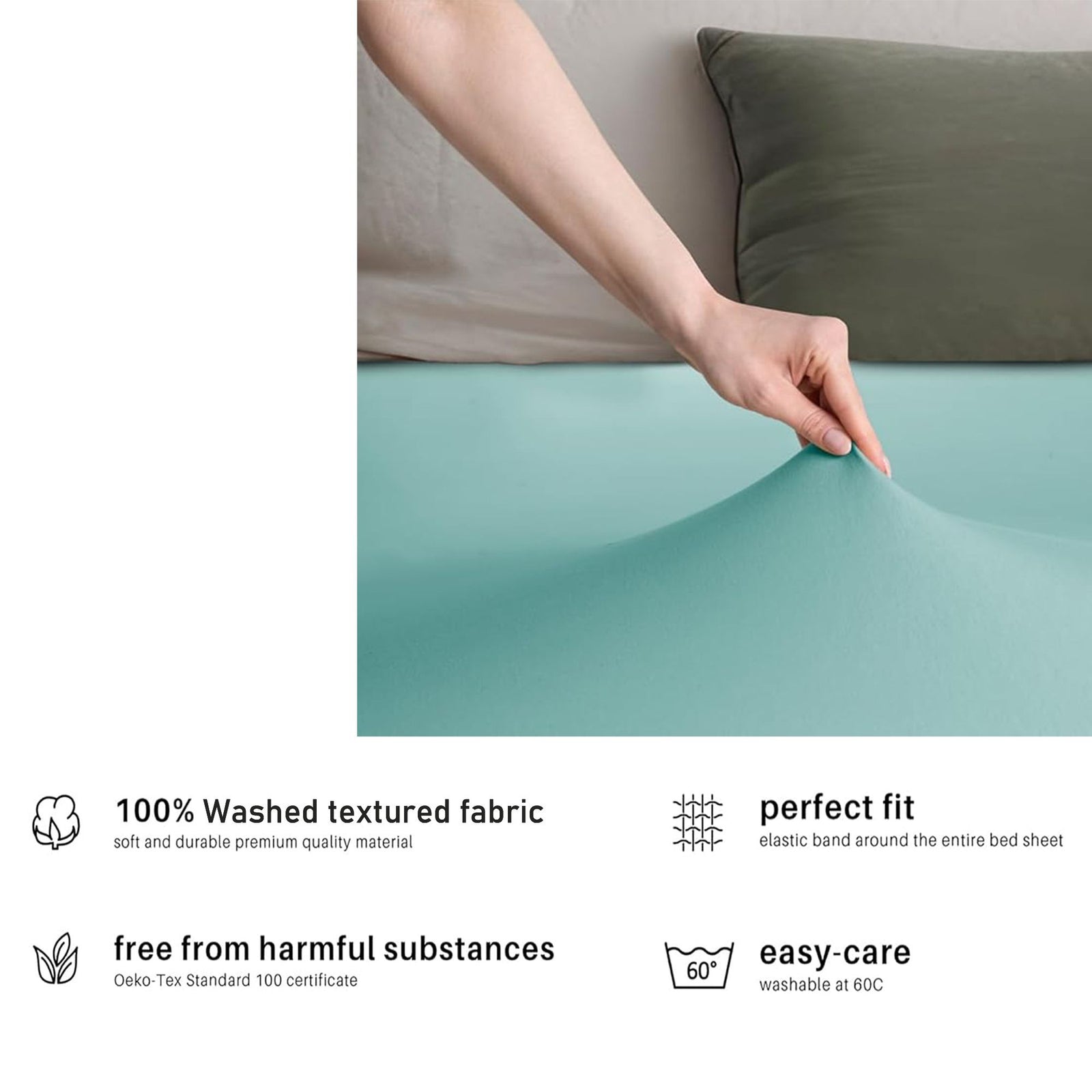 Hotel Quality Fitted sheets - 2 Piece Fitted sheets -Breathable Bedding - Wrinkle, Fade, Stain Resistant- 26inch/40cm Deep Pocket Fitted Bed Sheet-Wrinkle and Fade Resistant,(Ice blue,Queen)