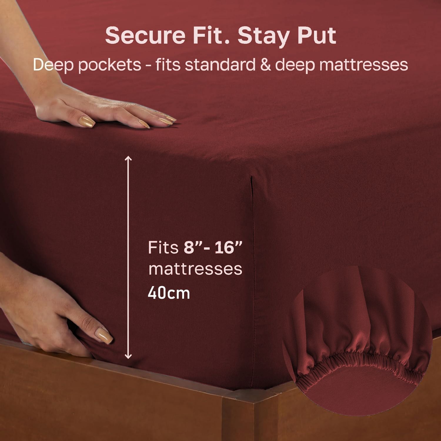Hotel Quality Fitted sheets - 2 Piece Fitted sheets -Breathable Bedding - Wrinkle, Fade, Stain Resistant- 26inch/40cm Deep Pocket Fitted Bed Sheet-Wrinkle and Fade Resistant,(Red,Queen)