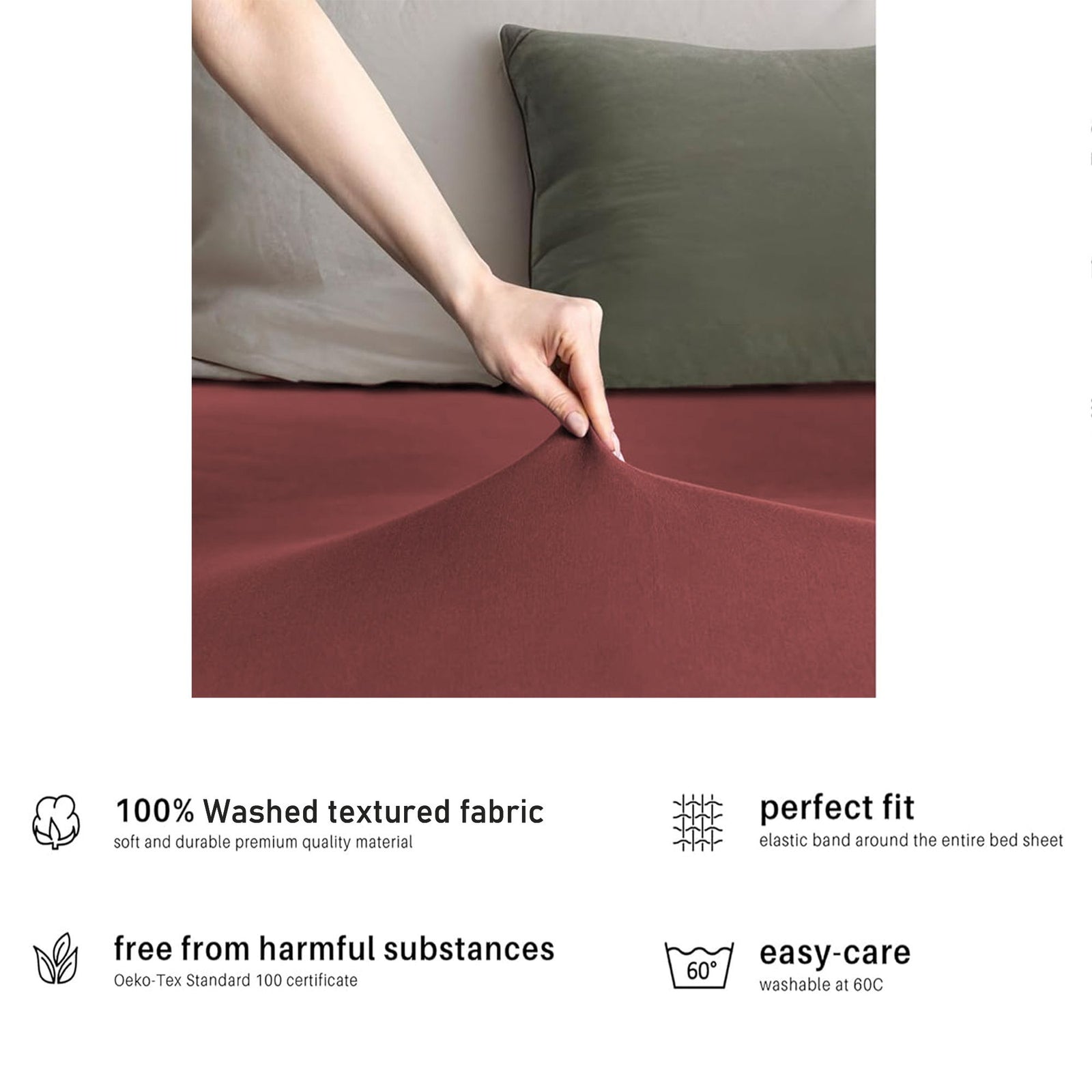 Hotel Quality Fitted sheets - 2 Piece Fitted sheets -Breathable Bedding - Wrinkle, Fade, Stain Resistant- 26inch/40cm Deep Pocket Fitted Bed Sheet-Wrinkle and Fade Resistant,(Red,Queen)