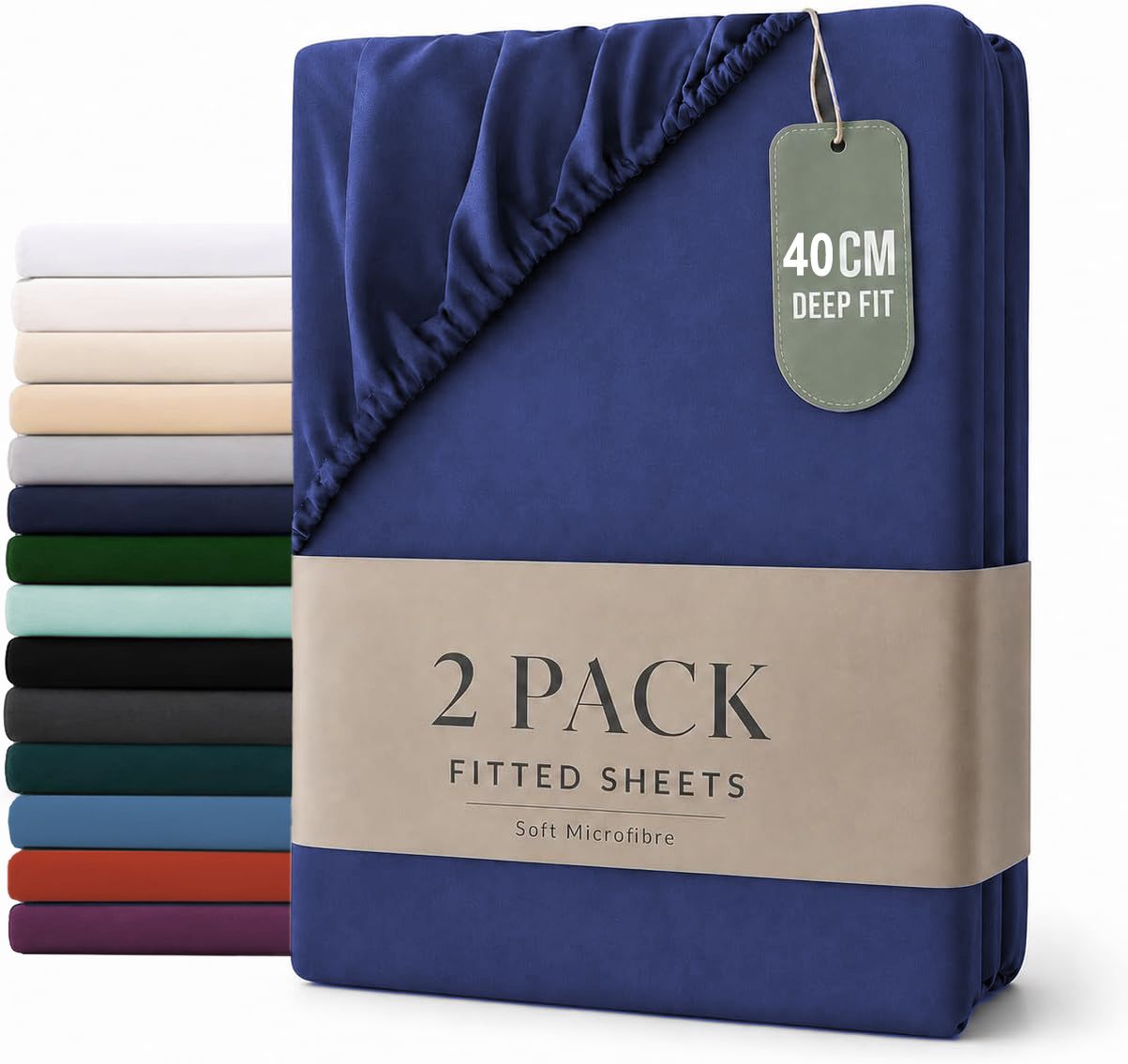 Hotel Quality Fitted sheets - 2 Piece Fitted sheets -Breathable Bedding - Wrinkle, Fade, Stain Resistant- 26inch/40cm Deep Pocket Fitted Bed Sheet-Wrinkle and Fade Resistant,(Royal blue,Queen)
