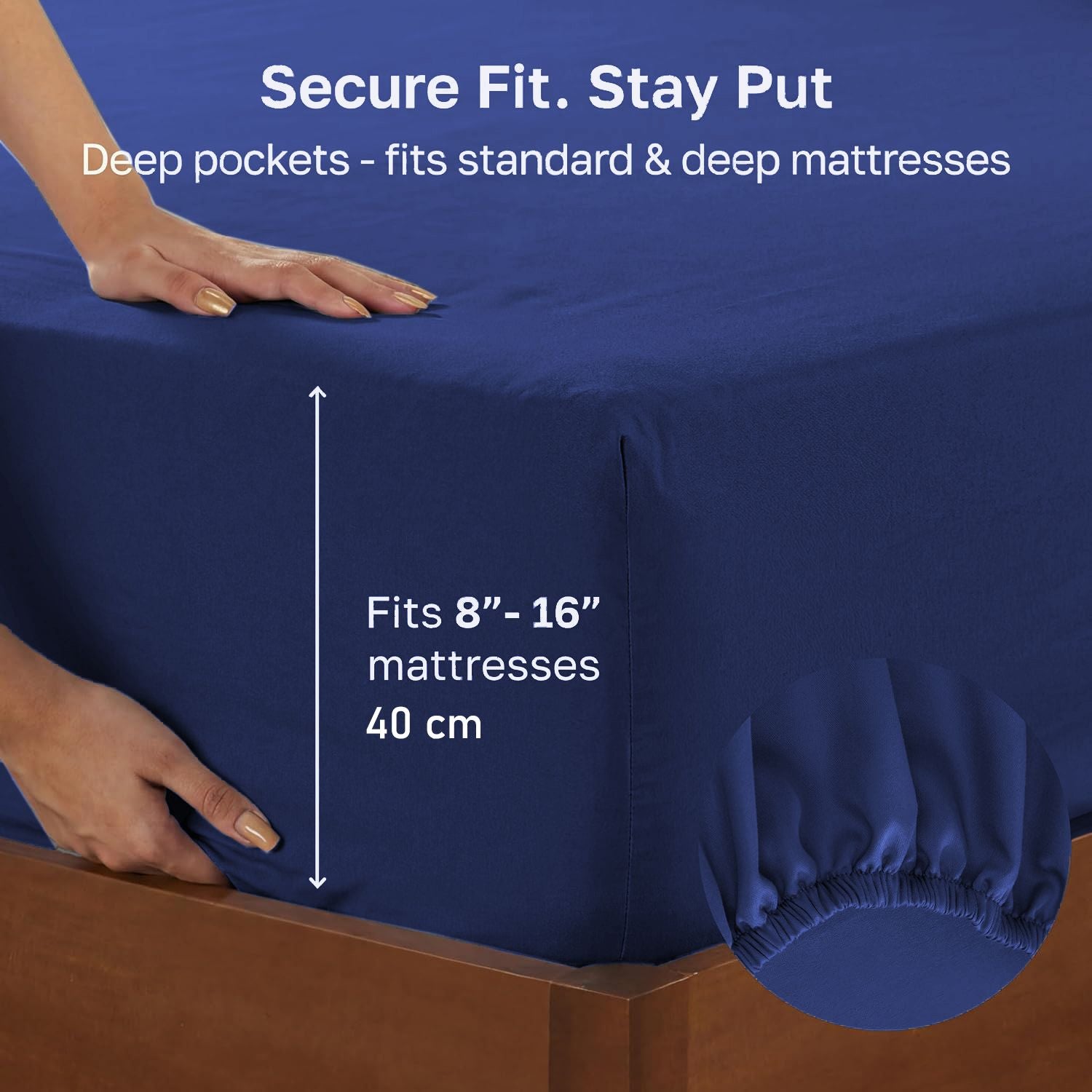 Hotel Quality Fitted sheets - 2 Piece Fitted sheets -Breathable Bedding - Wrinkle, Fade, Stain Resistant- 26inch/40cm Deep Pocket Fitted Bed Sheet-Wrinkle and Fade Resistant,(Royal blue,Queen)