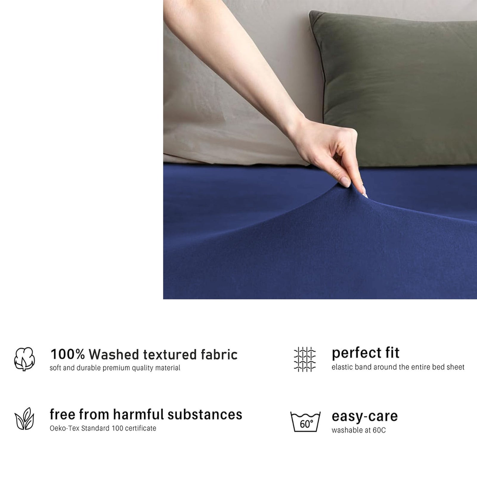 Hotel Quality Fitted sheets - 2 Piece Fitted sheets -Breathable Bedding - Wrinkle, Fade, Stain Resistant- 26inch/40cm Deep Pocket Fitted Bed Sheet-Wrinkle and Fade Resistant,(Royal blue,Queen)