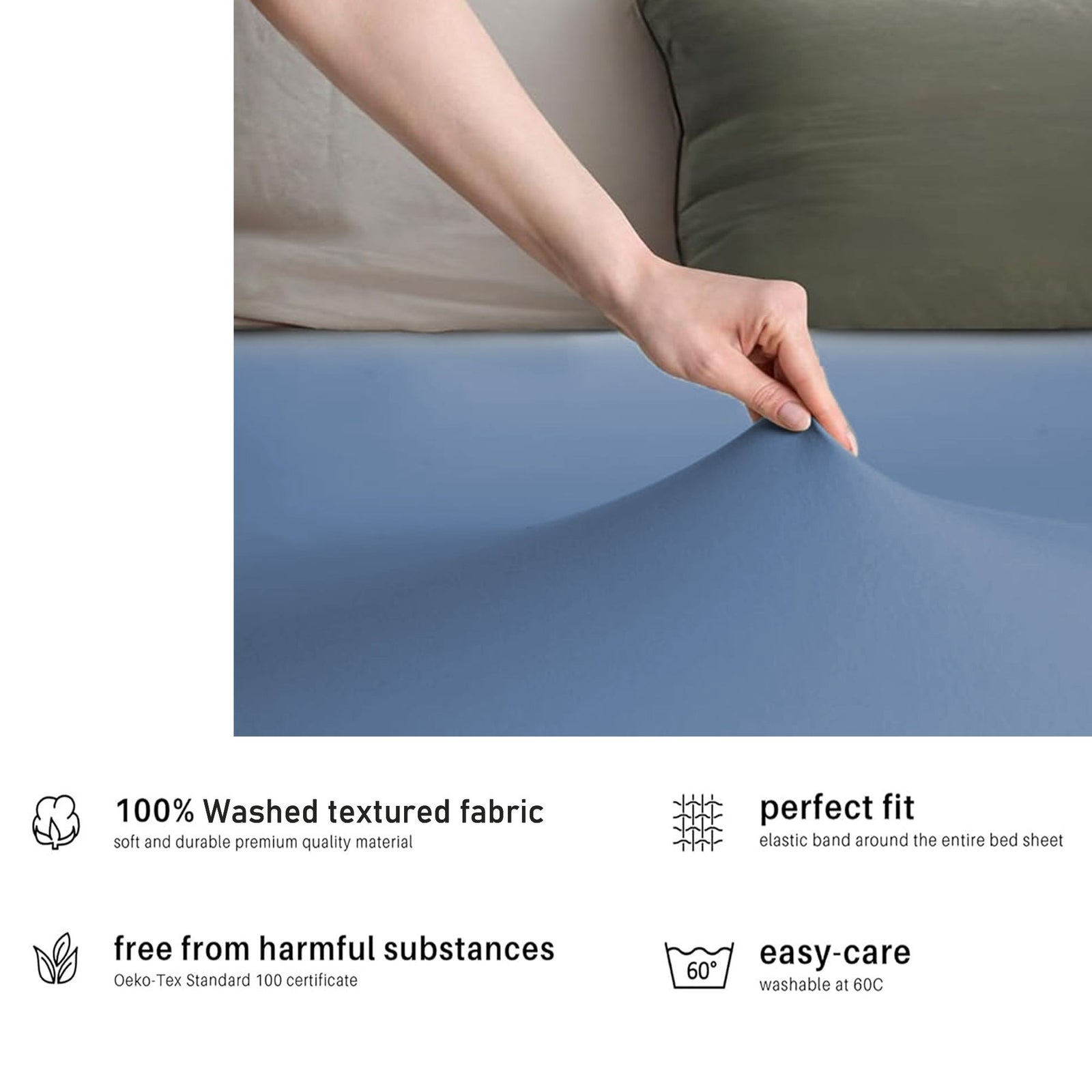 Hotel Quality Fitted sheets - 2 Piece Fitted sheets -Breathable Bedding - Wrinkle, Fade, Stain Resistant- 26inch/40cm Deep Pocket Fitted Bed Sheet-Wrinkle and Fade Resistant,(Ocean,Queen)
