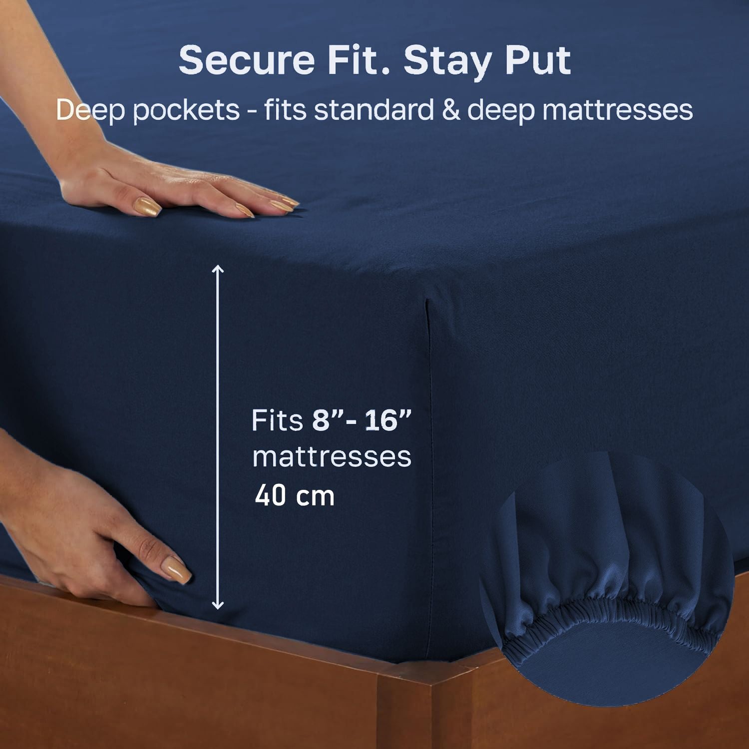 Hotel Quality Fitted sheets - 2 Piece Fitted sheets -Breathable Bedding - Wrinkle, Fade, Stain Resistant- 26inch/40cm Deep Pocket Fitted Bed Sheet-Wrinkle and Fade Resistant,(Navy,Super King)