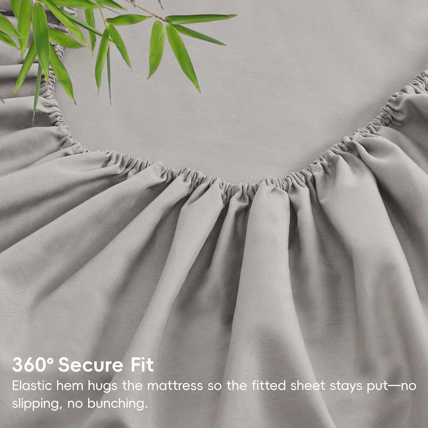 Hotel Breathable Bamboo Fitted Sheet & Pillowcase-3 Piece-Ultra Soft 2000TC Breathable Fitted Bed Sheets Set with 40 Centimetre Deep Pocket-Cooling Sheets for Hot Sleepers(Silver-gray,Super King)
