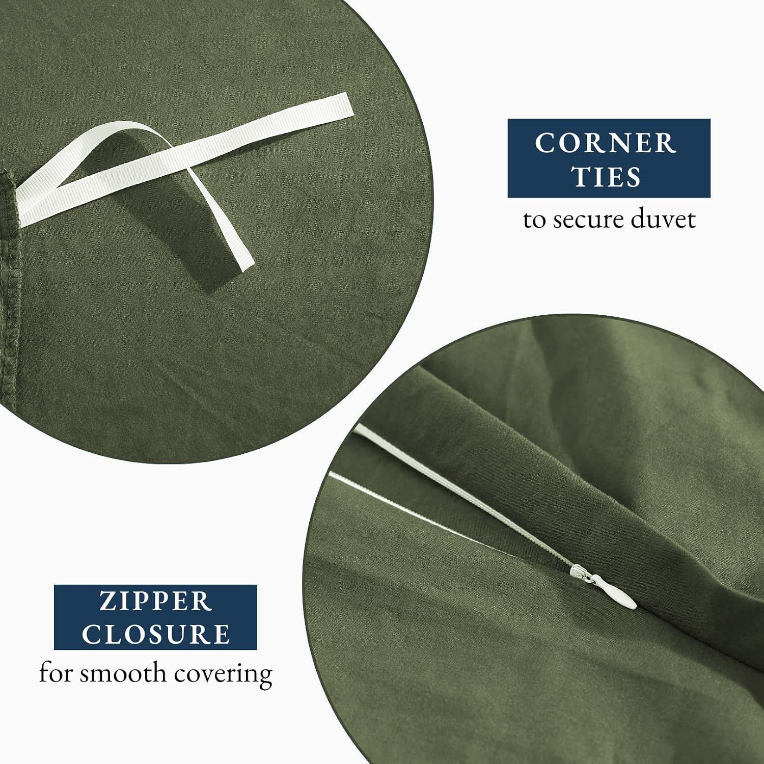 Hotel Soft Microfiber Duvet Cover Set-2000TC Quilt Cover Set & Pillowcases -1 Donna Cover Zipper Closure & 1 x Pillowcases-Breathable Bedding - Wrinkle, Fade, Stain Resistant(Olive green,Double)