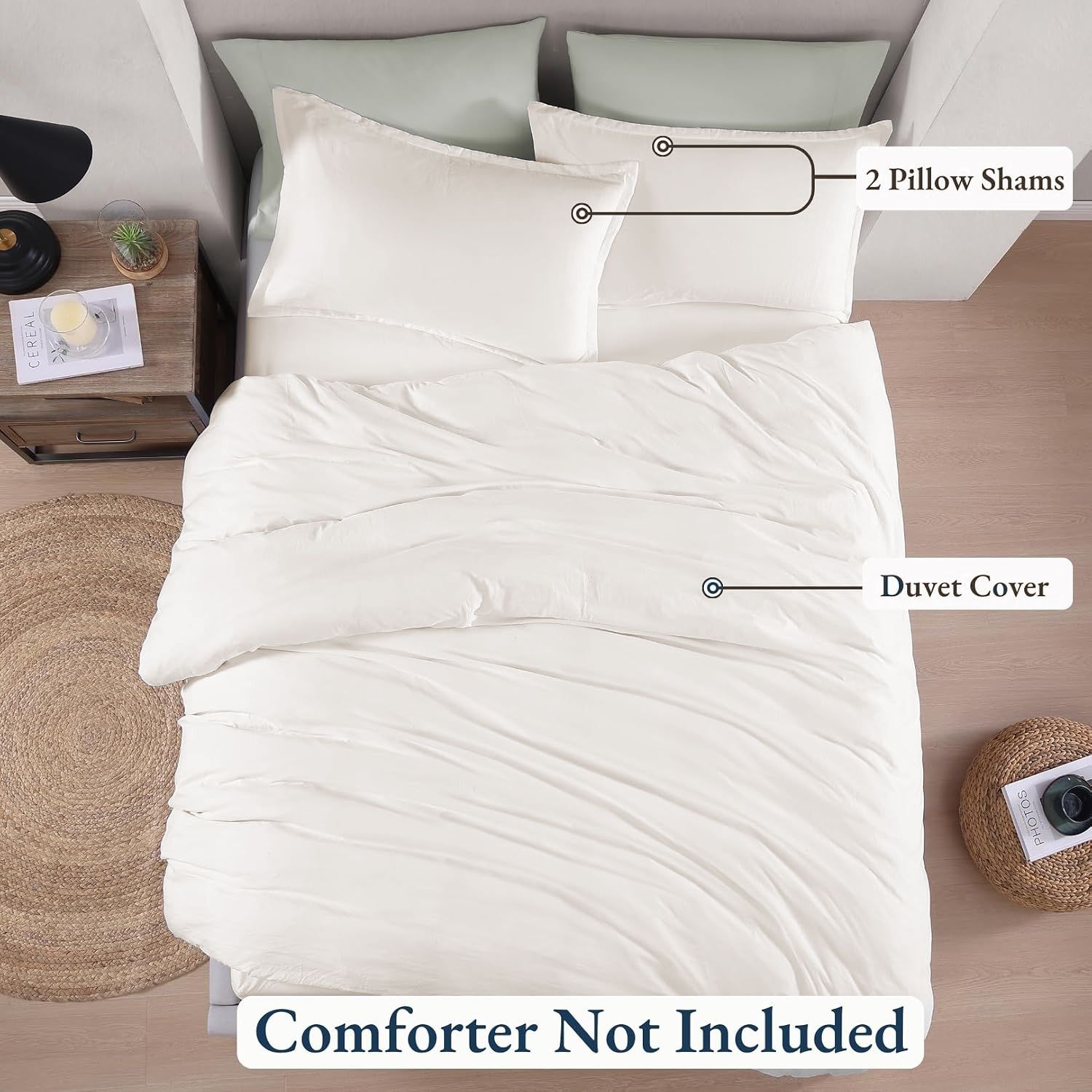 Hotel Soft Microfiber Duvet Cover Set-2000TC Quilt Cover Set & Pillowcases -1 Donna Cover Zipper Closure & 1 x Pillowcases-Breathable Bedding - Wrinkle, Fade, Stain Resistant(Raw white,King Single)