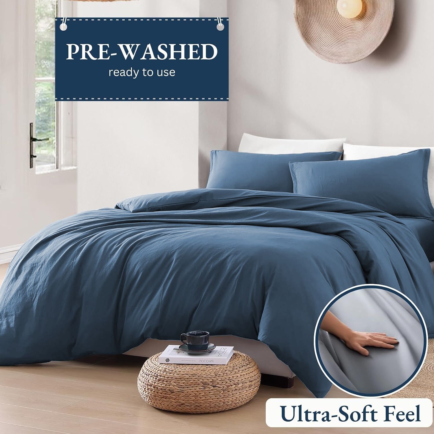Hotel Soft Microfiber Duvet Cover Set-2000TC Quilt Cover Set & Pillowcases -1 Donna Cover Zipper Closure & 1 x Pillowcases-Breathable Bedding - Wrinkle, Fade, Stain Resistant(Ocean,Single)