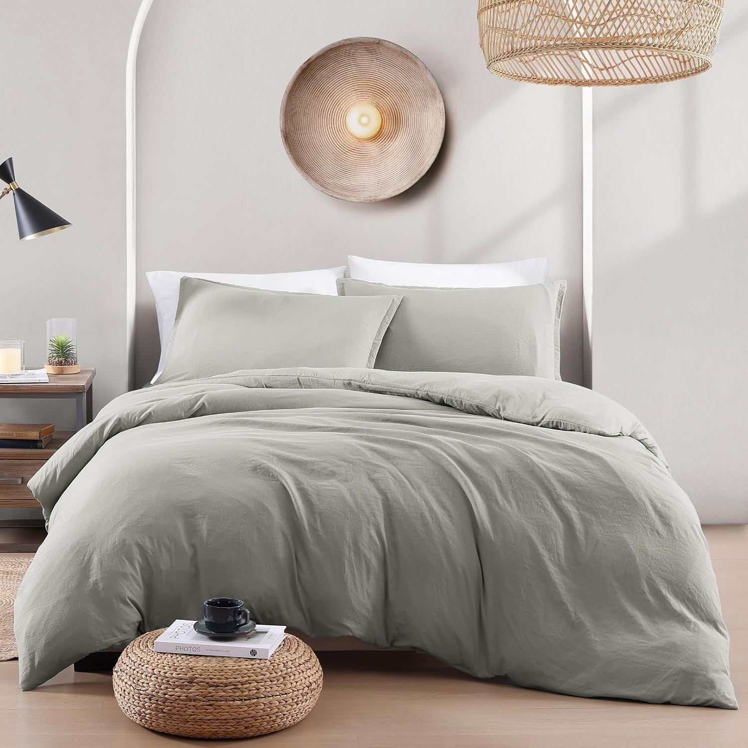 Hotel Soft Microfiber Duvet Cover Set-2000TC Quilt Cover Set & Pillowcases -1 Donna Cover Zipper Closure & 1 x Pillowcases-Breathable Bedding - Wrinkle, Fade, Stain Resistant(Grey,Single)