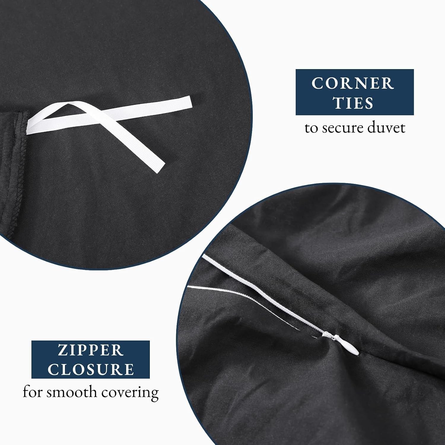 Hotel Soft Microfiber Duvet Cover Set-2000TC Quilt Cover Set & Pillowcases -1 Donna Cover Zipper Closure & 1 x Pillowcases-Breathable Bedding - Wrinkle, Fade, Stain Resistant(Black,Super King)