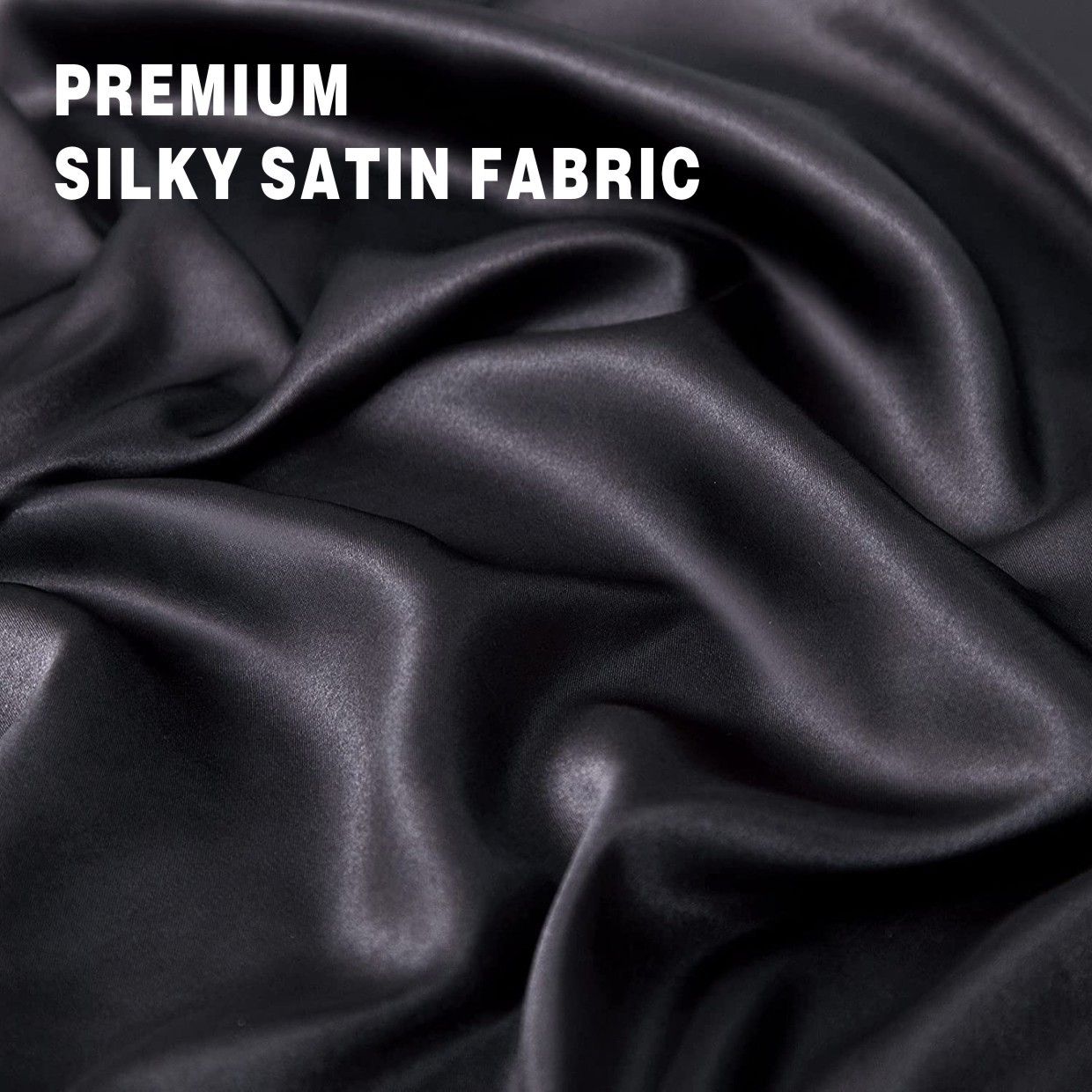 Art Silk Satin Sheet Set Hotel 4 Pieces Fitted/Flat Sheet Bedding Set-Luxury Soft Silky Sheets for Hair and Skin, Similar to Silk Bed Sheets Set 4 Pieces(King,Black)