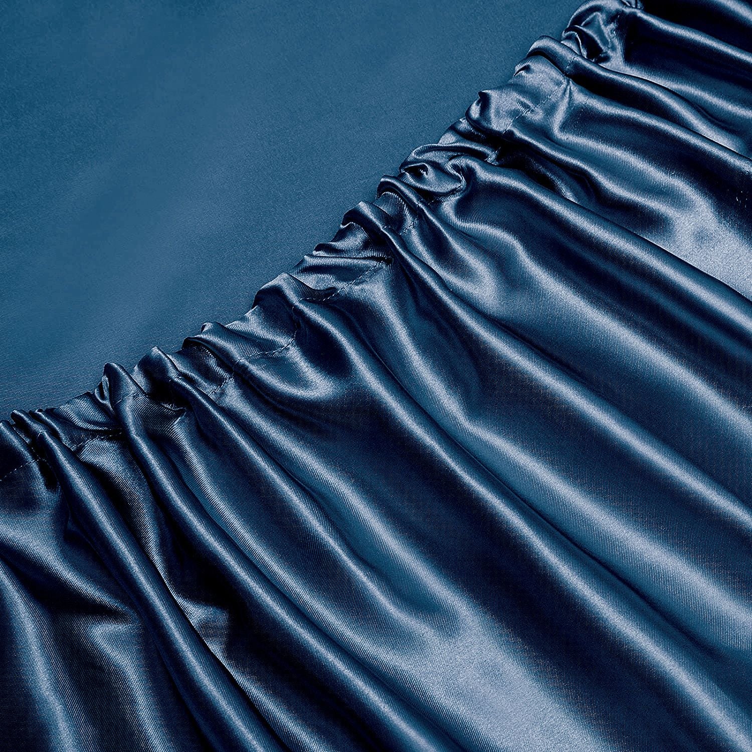 Art Silk Satin Sheet Set Hotel 4 Pieces Fitted/Flat Sheet Bedding Set-Luxury Soft Silky Sheets for Hair and Skin, Similar to Silk Bed Sheets Set 4 Pieces(Queen,Navy)