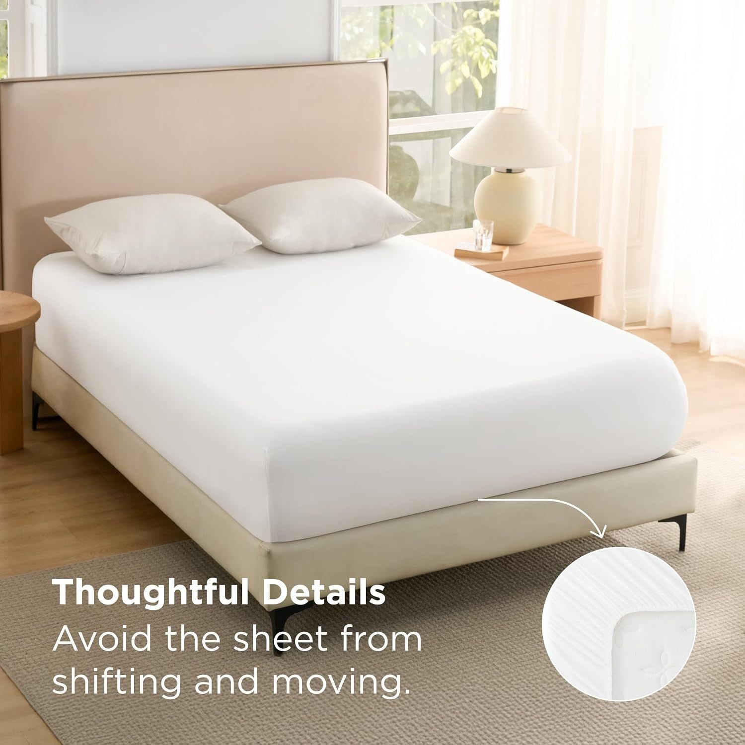 2000TC Hotel Quality Fitted Sheets - 2 Piece Fitted Sheets -Breathable Bedding - Wrinkle, Fade, Stain Resistant- 16inch/40cm Deep Pocket Fitted Bed Sheets-Wrinkle and Fade Resistant,(White,Double)