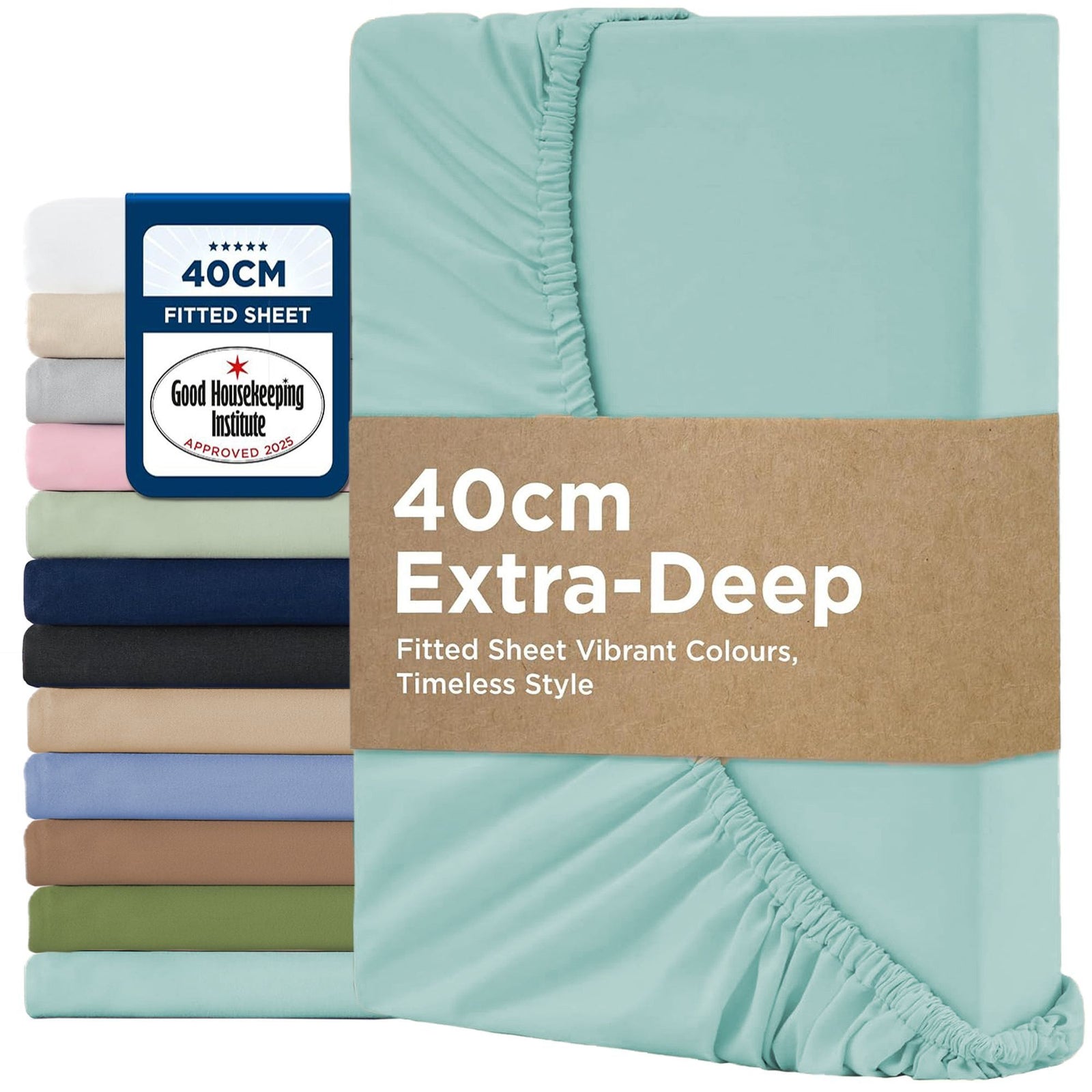 2000TC Hotel Quality Fitted Sheets - 2 Piece Fitted Sheets -Breathable Bedding - Wrinkle, Fade, Stain Resistant- 16inch/40cm Deep Pocket Fitted Bed Sheets-Wrinkle and Fade Resistant,(Ice blue,Single)