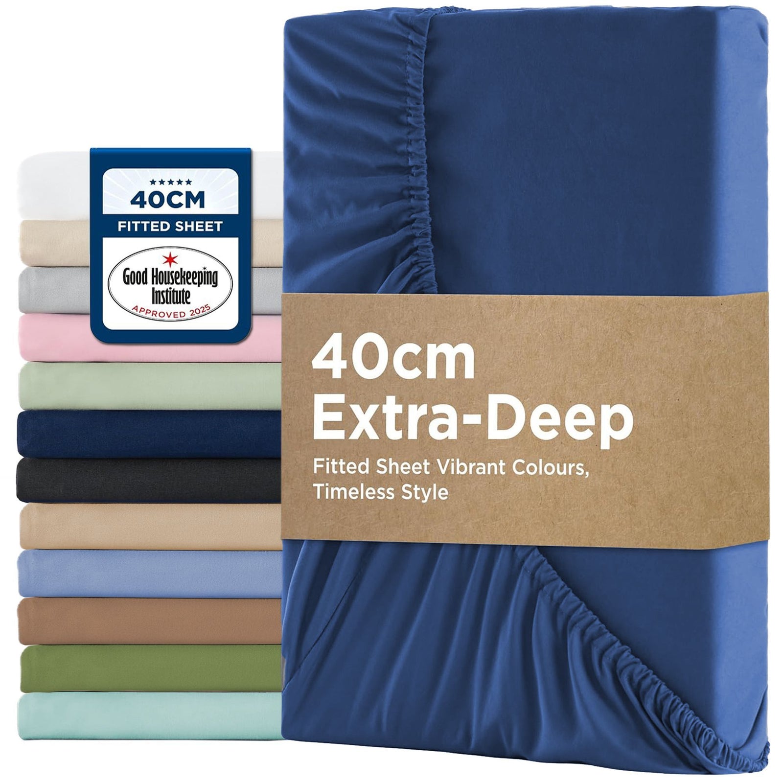 2000TC Hotel Quality Fitted Sheets - 2 Piece Fitted Sheets -Breathable Bedding - Wrinkle, Fade, Stain Resistant- 16inch/40cm Deep Pocket Fitted Bed Sheets-Wrinkle and Fade Resistant,(Royal blue,Single)