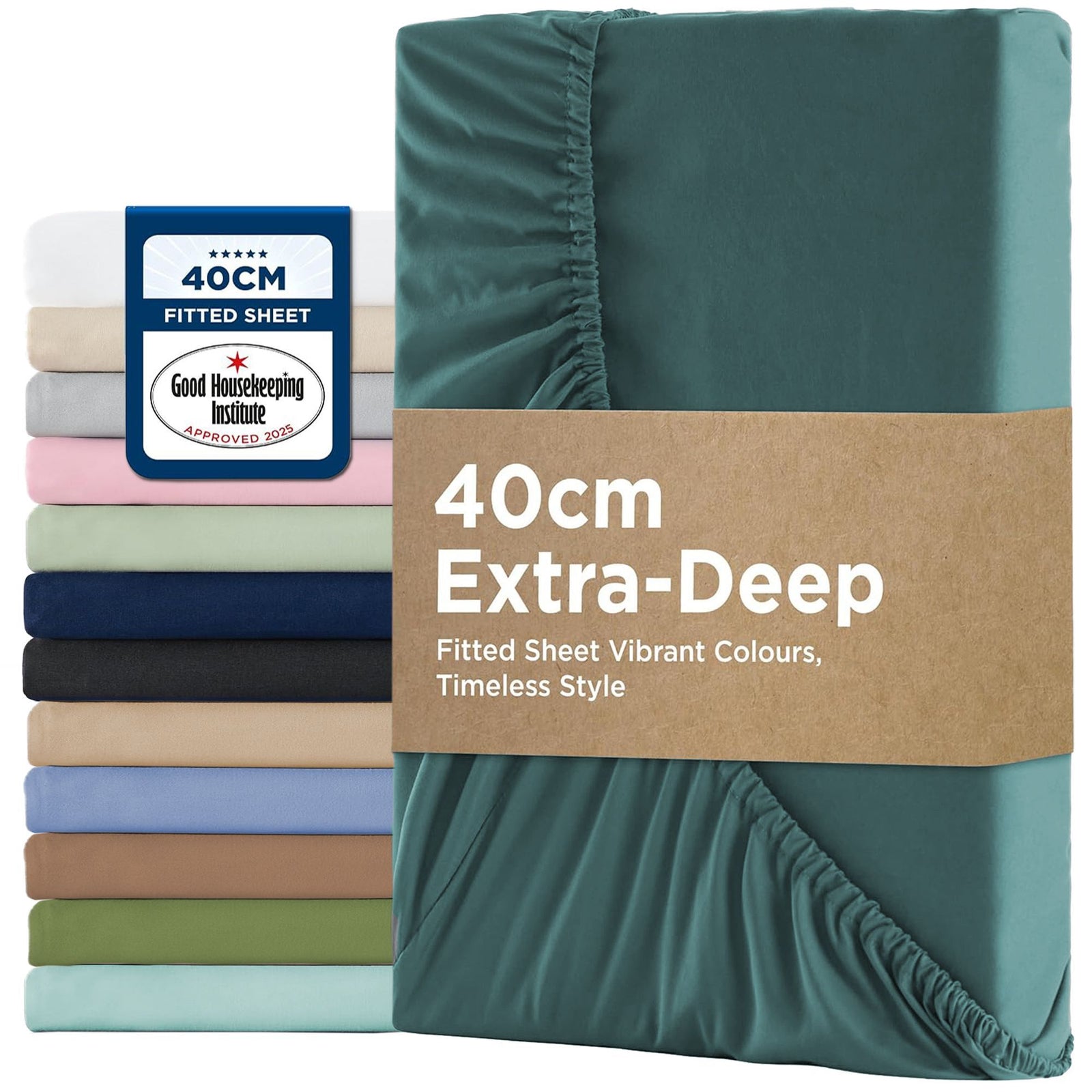 2000TC Hotel Quality Fitted Sheets - 2 Piece Fitted Sheets -Breathable Bedding - Wrinkle, Fade, Stain Resistant- 16inch/40cm Deep Pocket Fitted Bed Sheets-Wrinkle and Fade Resistant,(Biscay blue,Single)