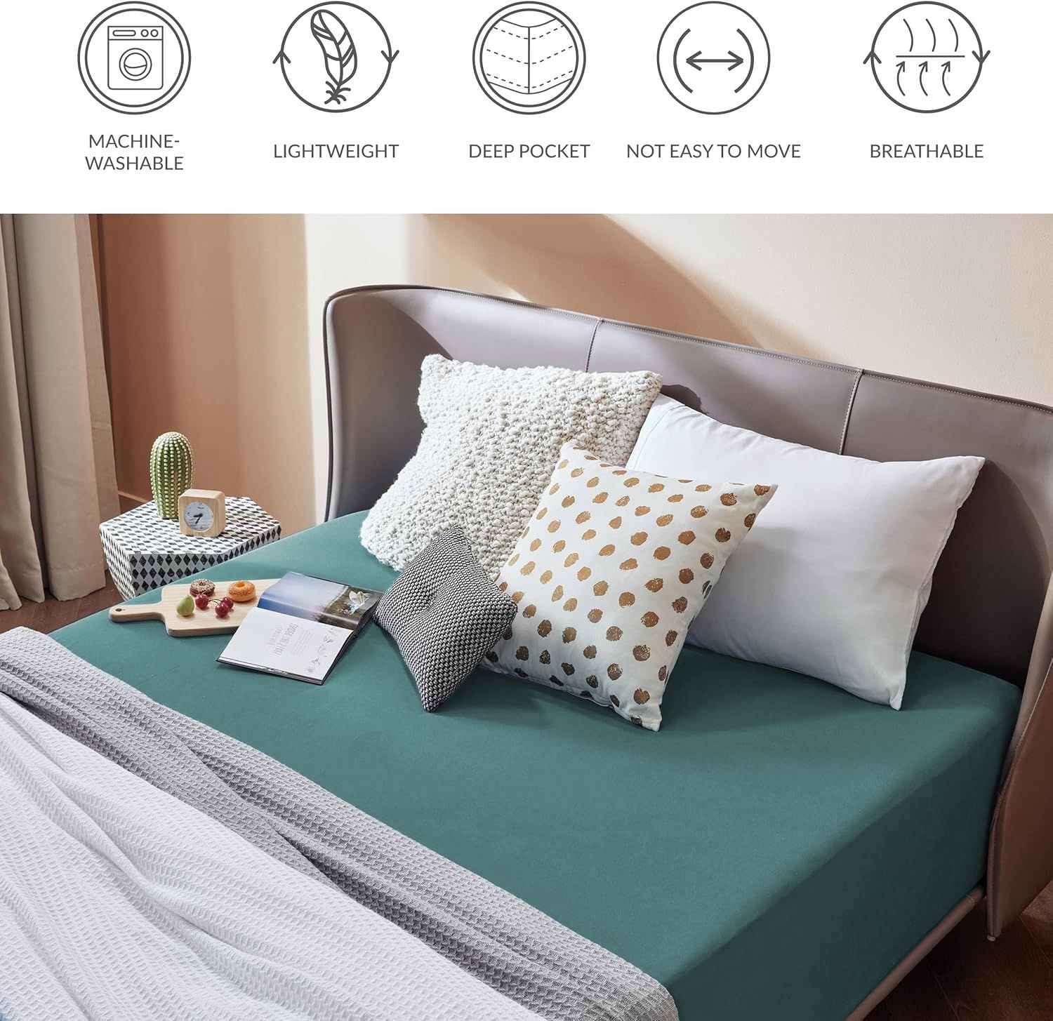 2000TC Hotel Quality Fitted Sheets - 2 Piece Fitted Sheets -Breathable Bedding - Wrinkle, Fade, Stain Resistant- 16inch/40cm Deep Pocket Fitted Bed Sheets-Wrinkle and Fade Resistant,(Biscay blue,Single)
