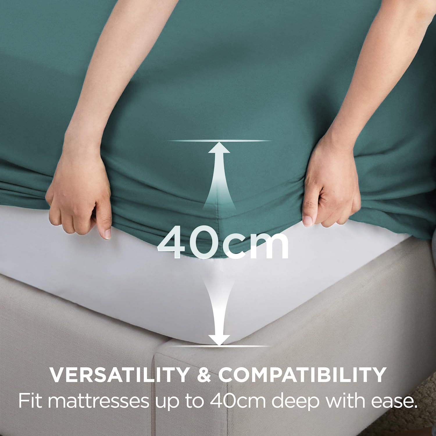 2000TC Hotel Quality Fitted Sheets - 2 Piece Fitted Sheets -Breathable Bedding - Wrinkle, Fade, Stain Resistant- 16inch/40cm Deep Pocket Fitted Bed Sheets-Wrinkle and Fade Resistant,(Biscay blue,Super King)