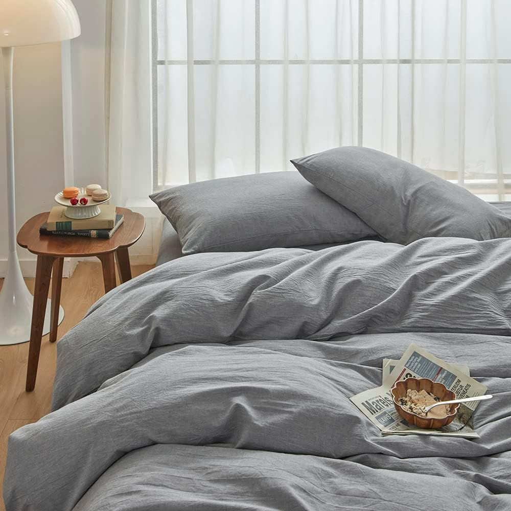 Hotel Soft Microfiber Duvet Cover Set-2000TC Quilt Cover Set & Pillowcases -1 Donna Cover Zipper Closure & 1 x Pillowcases-Breathable Bedding - Wrinkle, Fade, Stain Resistant(Grey,Double)