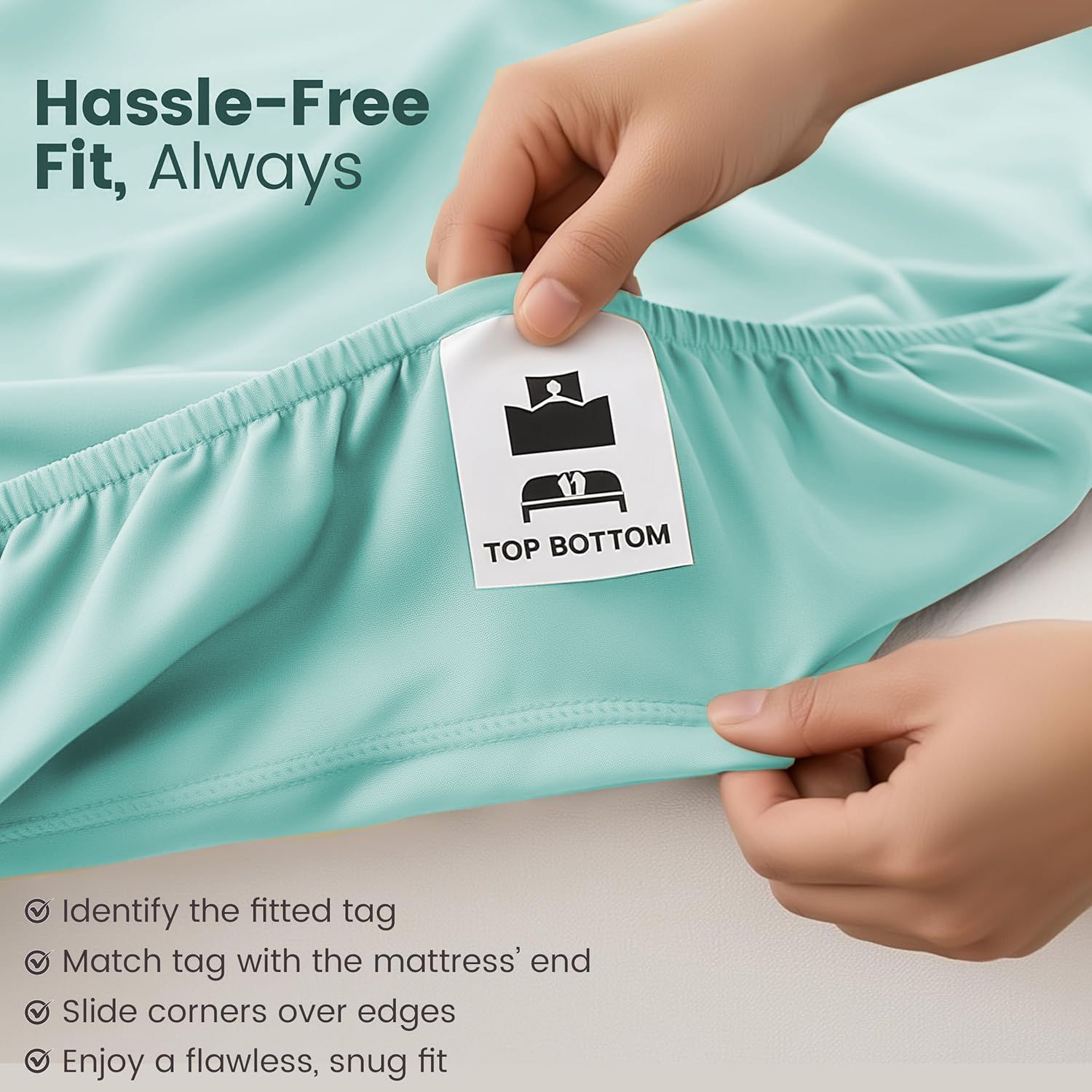 Hotel Quality Fitted Sheet - 1 Piece Fitted Sheet -Breathable Bedding - Wrinkle, Fade, Stain Resistant- 16inch/40cm Deep Pocket Fitted Bed Sheet-Wrinkle and Fade Resistant,(Ice blue,Double)