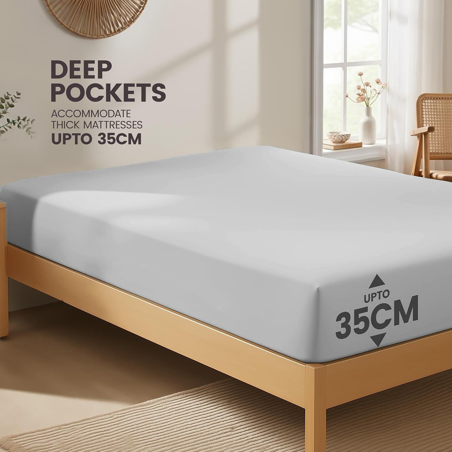 Hotel Quality Fitted Sheet - 1 Piece Fitted Sheet -Breathable Bedding - Wrinkle, Fade, Stain Resistant- 16inch/40cm Deep Pocket Fitted Bed Sheet-Wrinkle and Fade Resistant,(Silver-gray,Double)