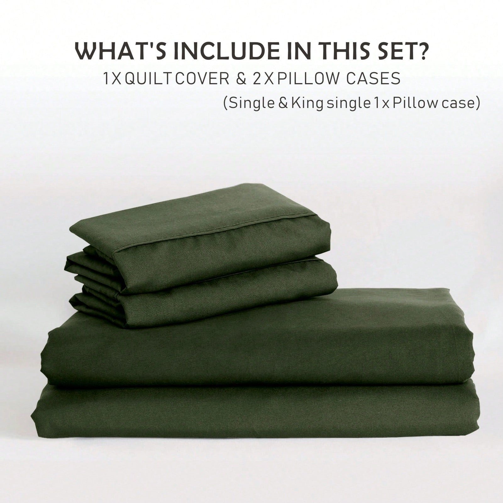 Hotel Soft Microfiber Duvet Cover Set-2000TC Quilt Cover Set & Pillowcases -1 Donna Cover Zipper Closure & 1 x Pillowcases-Breathable Bedding - Wrinkle, Fade, Stain Resistant(Olive green,King)