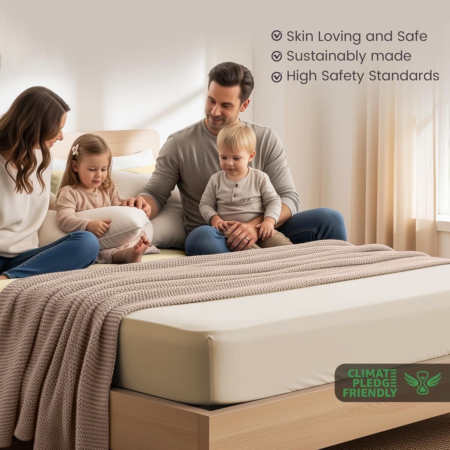 Hotel Quality Fitted Sheet - 1 Piece Fitted Sheet -Breathable Bedding - Wrinkle, Fade, Stain Resistant- 16inch/40cm Deep Pocket Fitted Bed Sheet-Wrinkle and Fade Resistant,(Cream White,King)