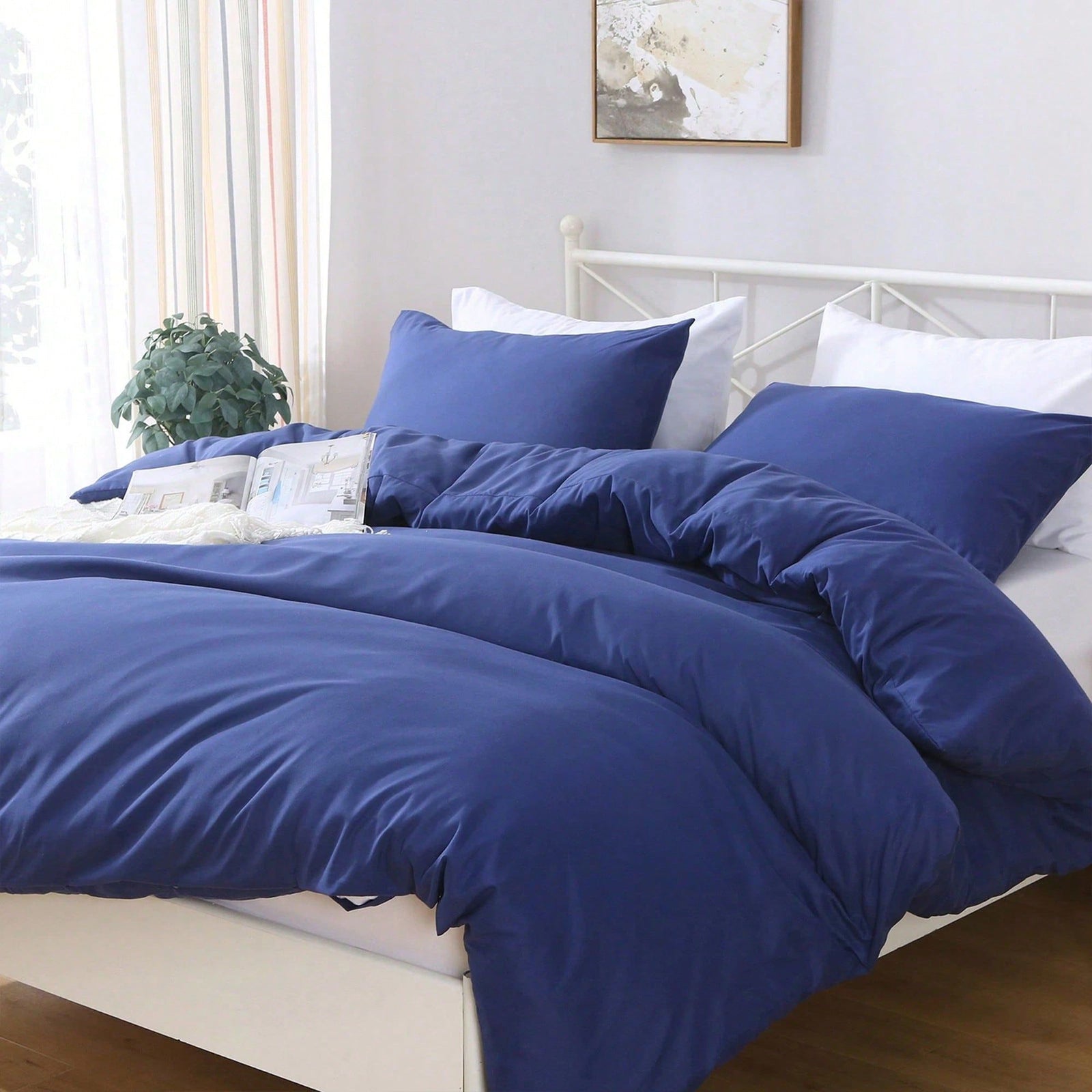 Hotel Soft Microfiber Duvet Cover Set-2000TC Quilt Cover Set & Pillowcases -1 Donna Cover Zipper Closure & 1 x Pillowcases-Breathable Bedding - Wrinkle, Fade, Stain Resistant(Royal blue,King Single)