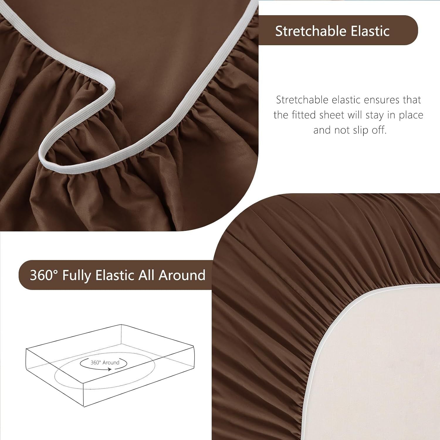Hotel Soft Bed Sheet Set- Bedding Sheets & Pillowcases -Breathable Bedding - Wrinkle, Fade, Stain Resistant-Deep Pocket Flat Fitted Bed Sheet Set(Chocolate,King Single)