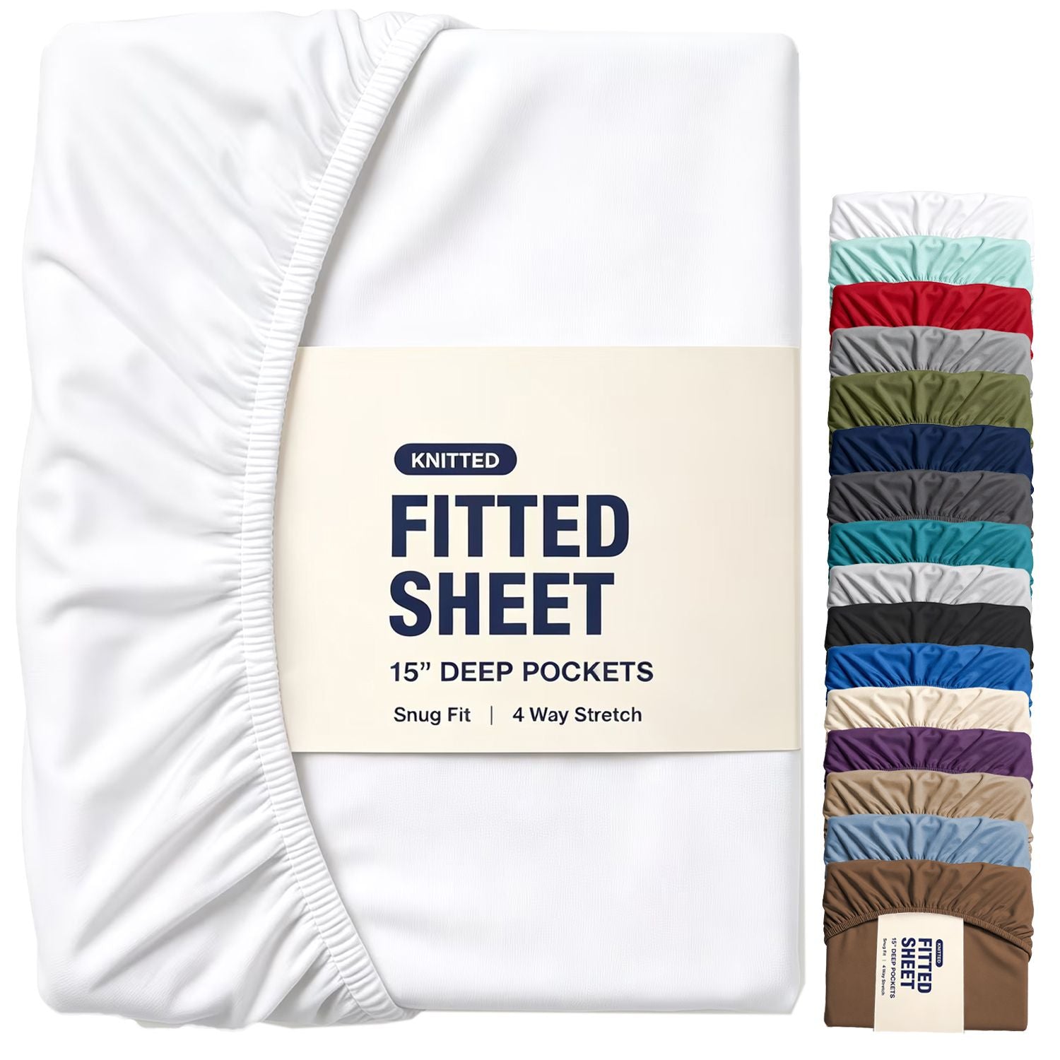 Hotel Quality Fitted Sheet - 1 Piece Fitted Sheet -Breathable Bedding - Wrinkle, Fade, Stain Resistant- 16inch/40cm Deep Pocket Fitted Bed Sheet-Wrinkle and Fade Resistant,(White,King Single)