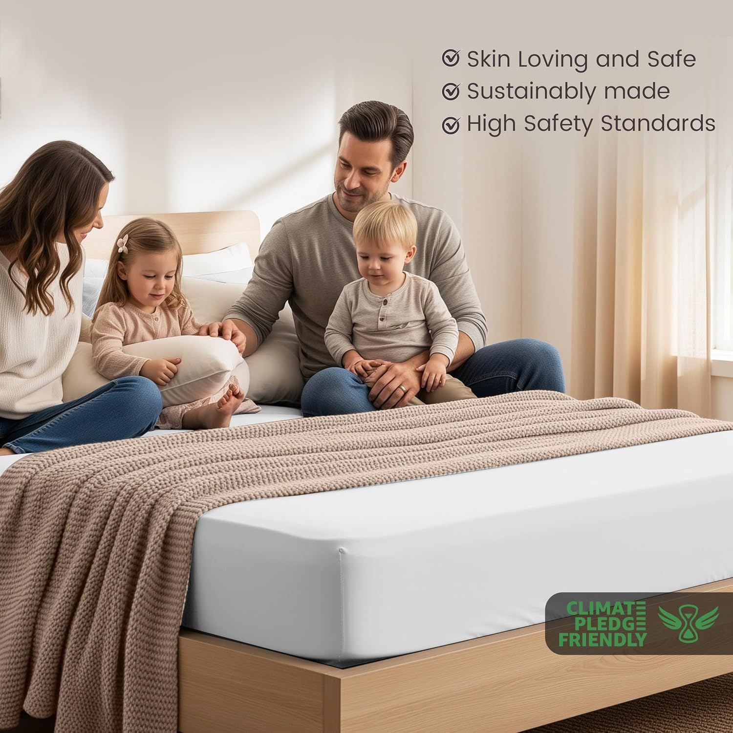 Hotel Quality Fitted Sheet - 1 Piece Fitted Sheet -Breathable Bedding - Wrinkle, Fade, Stain Resistant- 16inch/40cm Deep Pocket Fitted Bed Sheet-Wrinkle and Fade Resistant,(White,King Single)