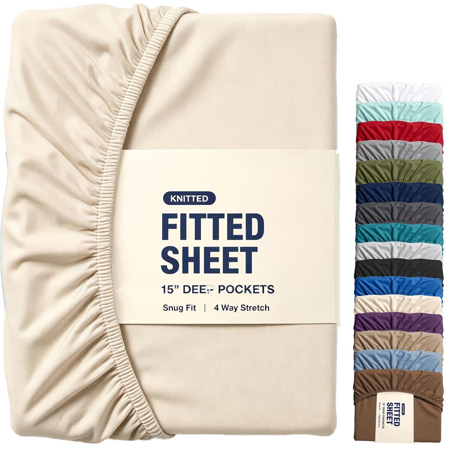 Hotel Quality Fitted Sheet - 1 Piece Fitted Sheet -Breathable Bedding - Wrinkle, Fade, Stain Resistant- 16inch/40cm Deep Pocket Fitted Bed Sheet-Wrinkle and Fade Resistant,(Cream White,King Single)
