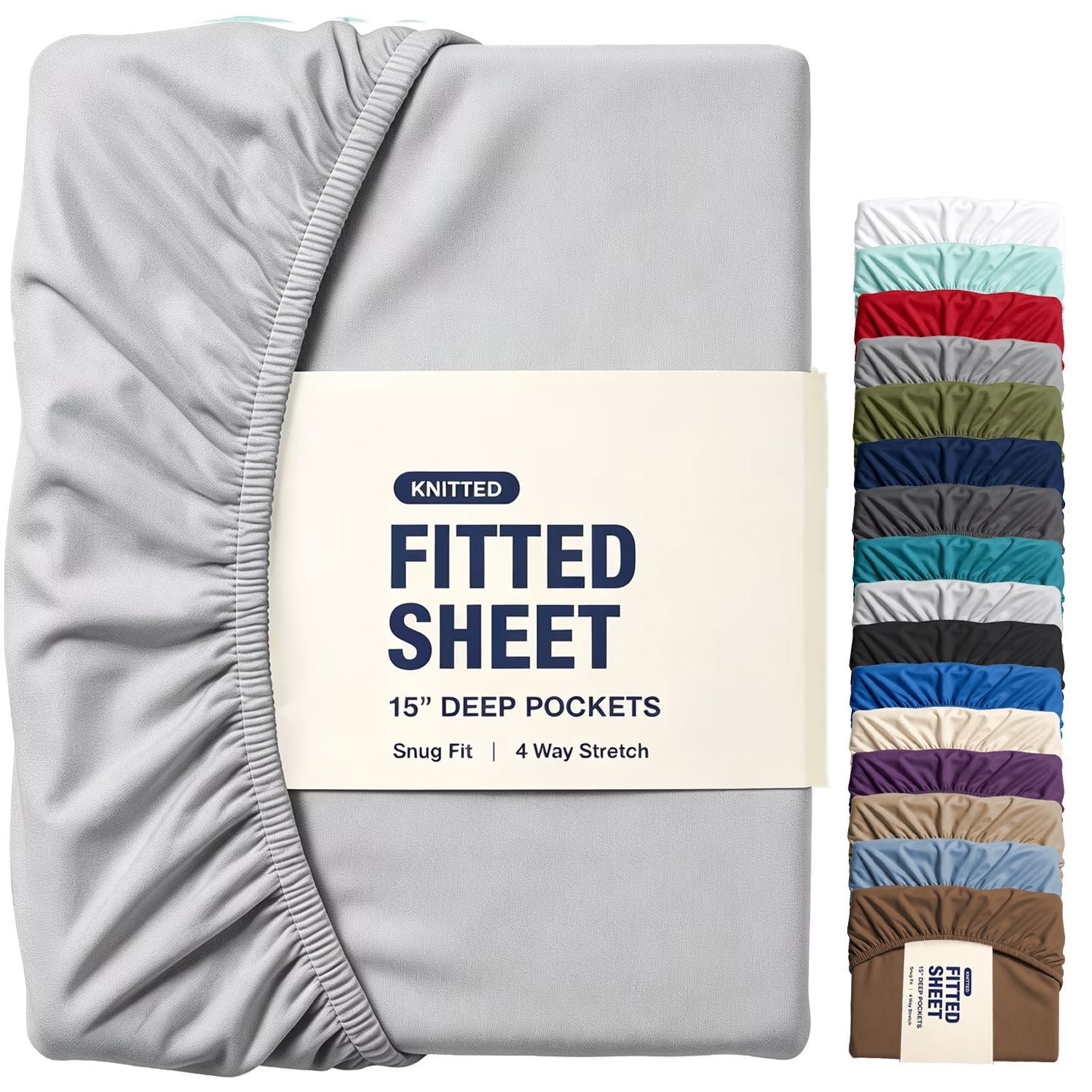 Hotel Quality Fitted Sheet - 1 Piece Fitted Sheet -Breathable Bedding - Wrinkle, Fade, Stain Resistant- 16inch/40cm Deep Pocket Fitted Bed Sheet-Wrinkle and Fade Resistant,(Silver-gray,King Single)