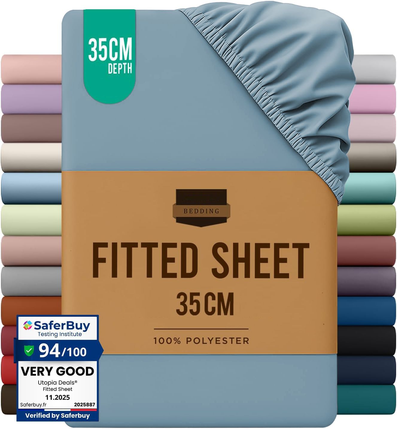 Hotel Quality Fitted Sheet - 1 Piece Fitted Sheet -Breathable Bedding - Wrinkle, Fade, Stain Resistant- 16inch/40cm Deep Pocket Fitted Bed Sheet-Wrinkle and Fade Resistant,(Ocean,Queen)
