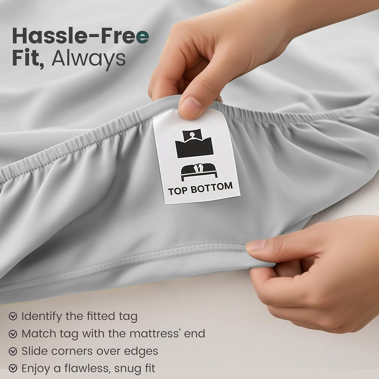 Hotel Quality Fitted Sheet - 1 Piece Fitted Sheet -Breathable Bedding - Wrinkle, Fade, Stain Resistant- 16inch/40cm Deep Pocket Fitted Bed Sheet-Wrinkle and Fade Resistant,(Silver-gray,Queen)