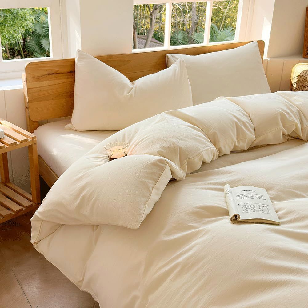 Hotel Soft Microfiber Duvet Cover Set-2000TC Quilt Cover Set & Pillowcases -1 Donna Cover Zipper Closure & 1 x Pillowcases-Breathable Bedding - Wrinkle, Fade, Stain Resistant(Cream White,Single)