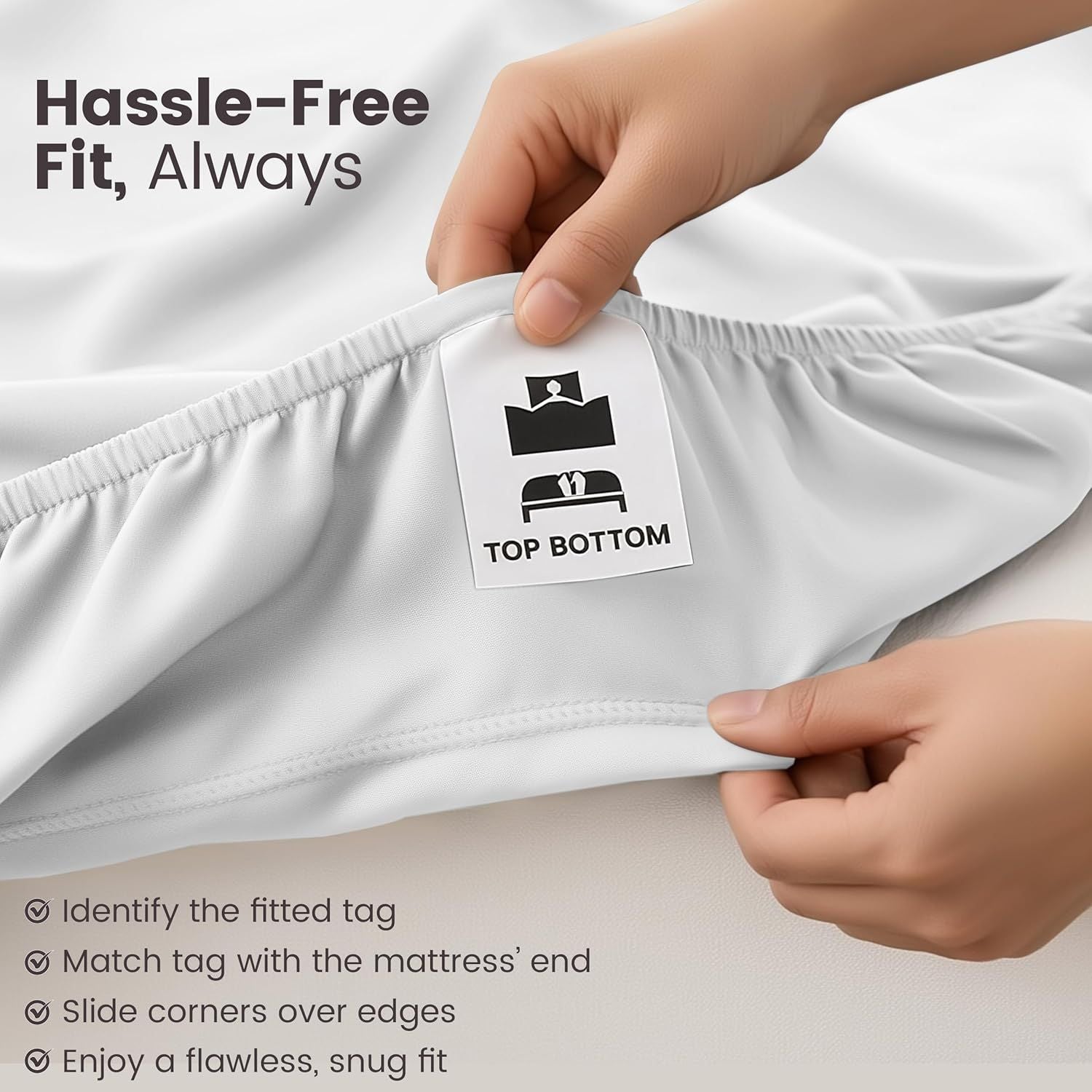 Hotel Quality Fitted Sheet - 1 Piece Fitted Sheet -Breathable Bedding - Wrinkle, Fade, Stain Resistant- 16inch/40cm Deep Pocket Fitted Bed Sheet-Wrinkle and Fade Resistant,(White,Super King)