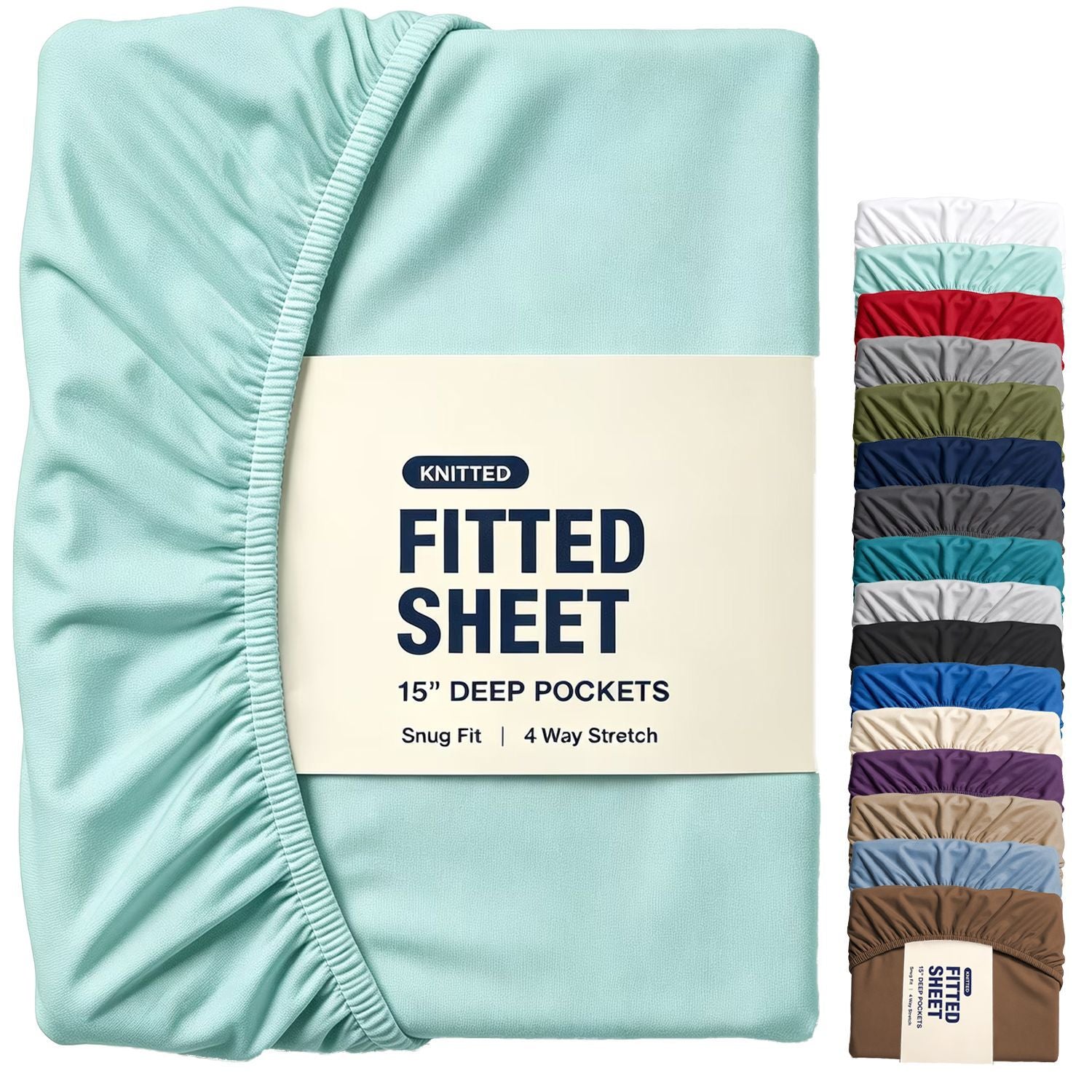 Hotel Quality Fitted Sheet - 1 Piece Fitted Sheet -Breathable Bedding - Wrinkle, Fade, Stain Resistant- 16inch/40cm Deep Pocket Fitted Bed Sheet-Wrinkle and Fade Resistant,(Ice blue,Super King)