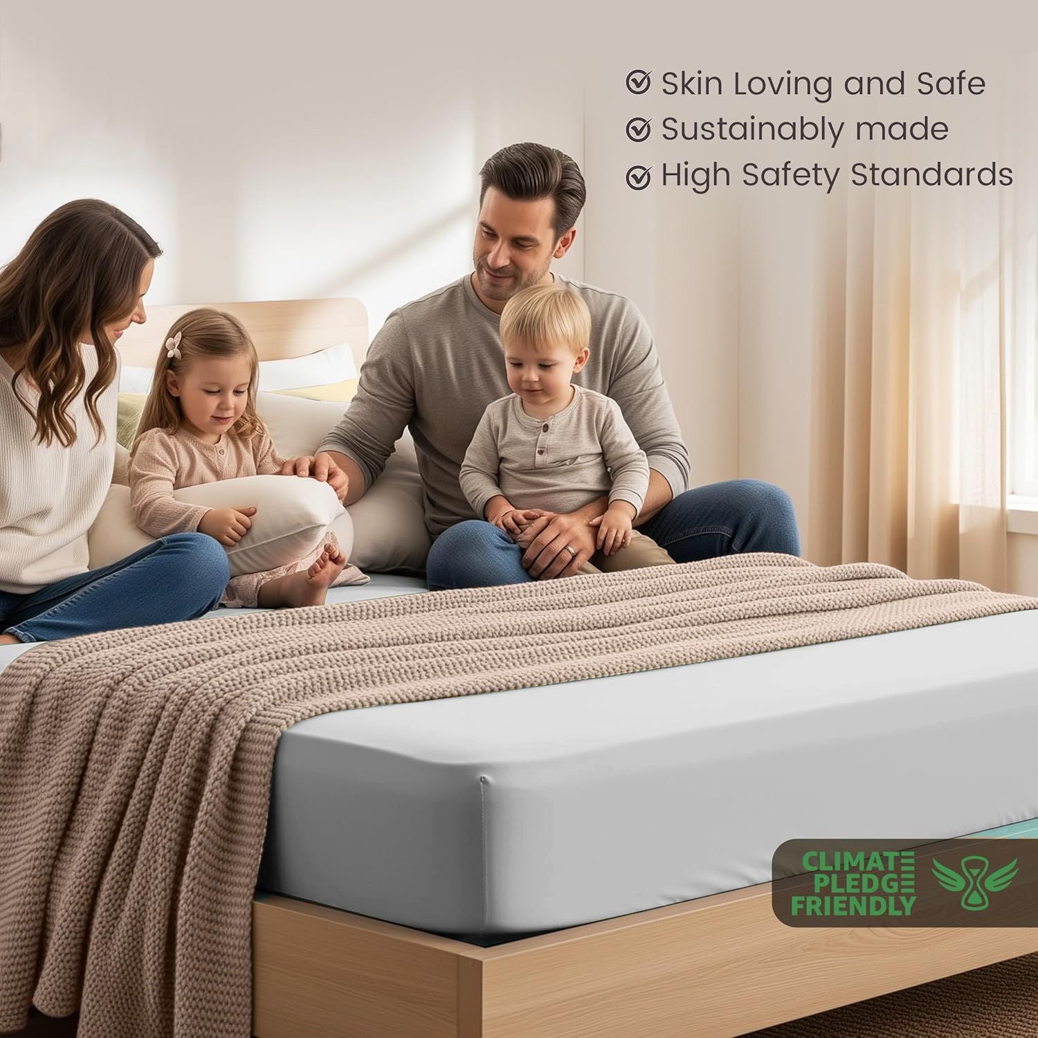 Hotel Quality Fitted Sheet - 1 Piece Fitted Sheet -Breathable Bedding - Wrinkle, Fade, Stain Resistant- 16inch/40cm Deep Pocket Fitted Bed Sheet-Wrinkle and Fade Resistant,(Silver-gray,Super King)