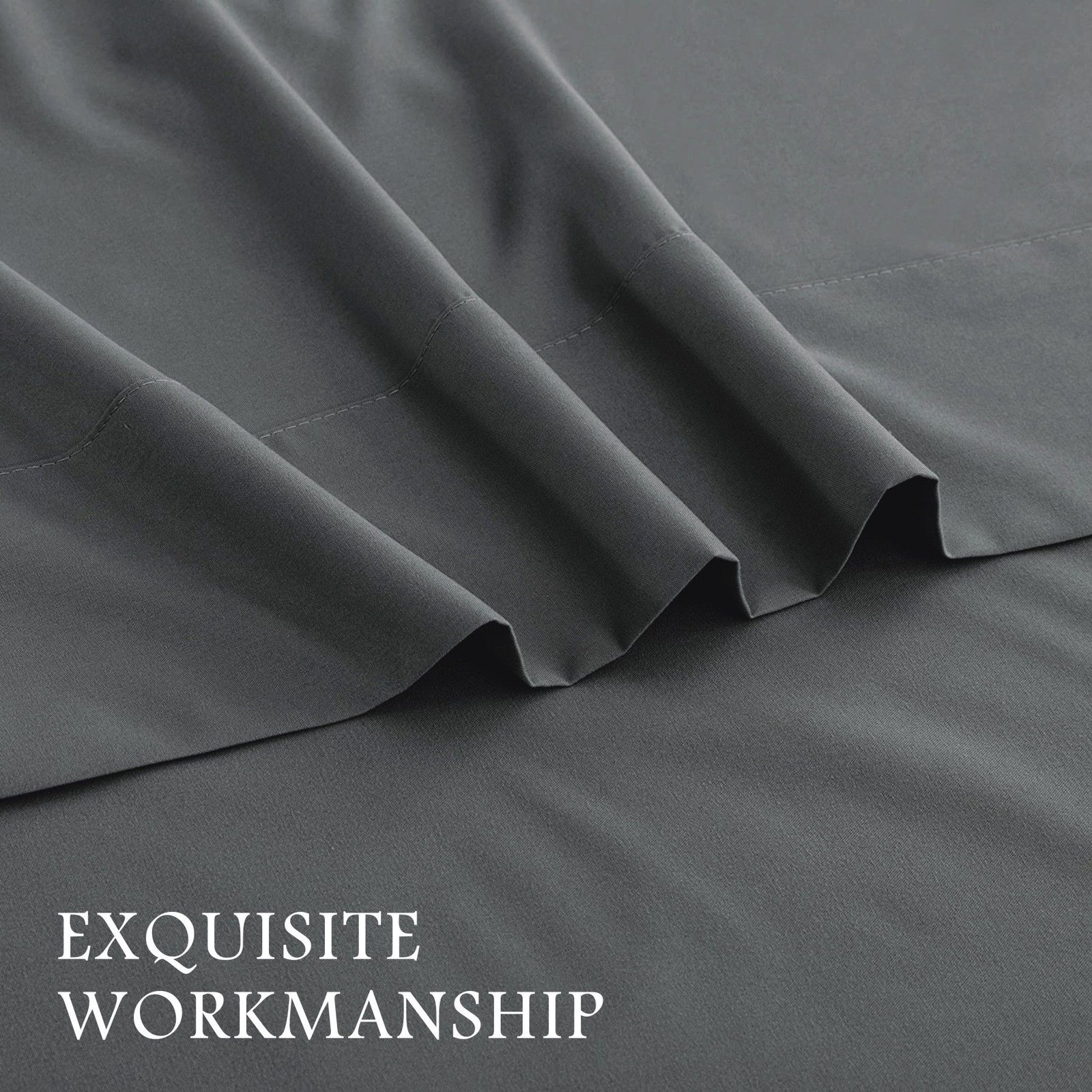 4 Piece Bed Sheet Set- Bedding Sheets & Pillowcases -Breathable Bedding - Wrinkle, Fade, Stain Resistant-Deep Pocket Flat Fitted Bed Sheet Set(Dark gray,Double)